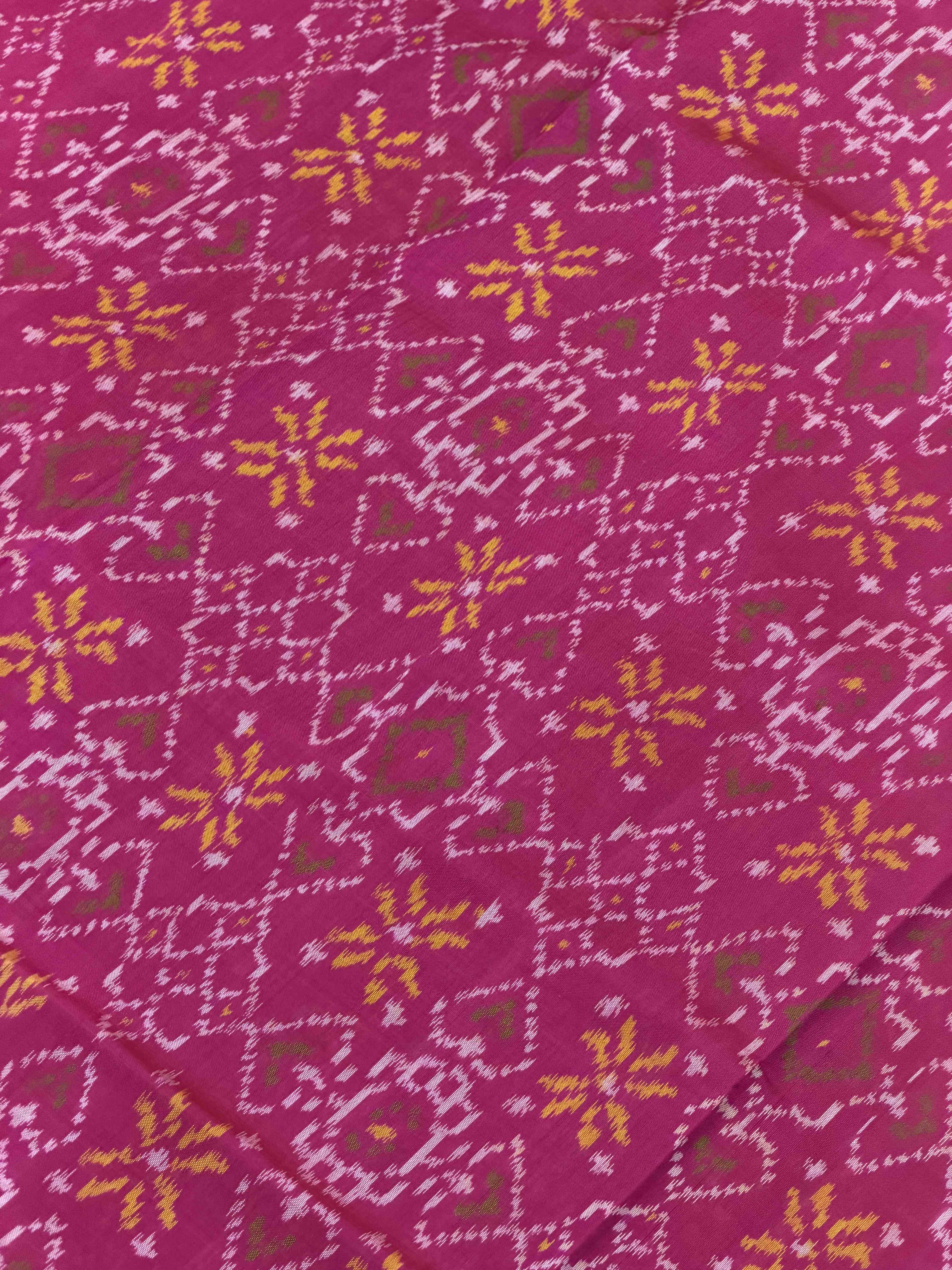 Pink Manekchawk tissue border rajkot patola saree