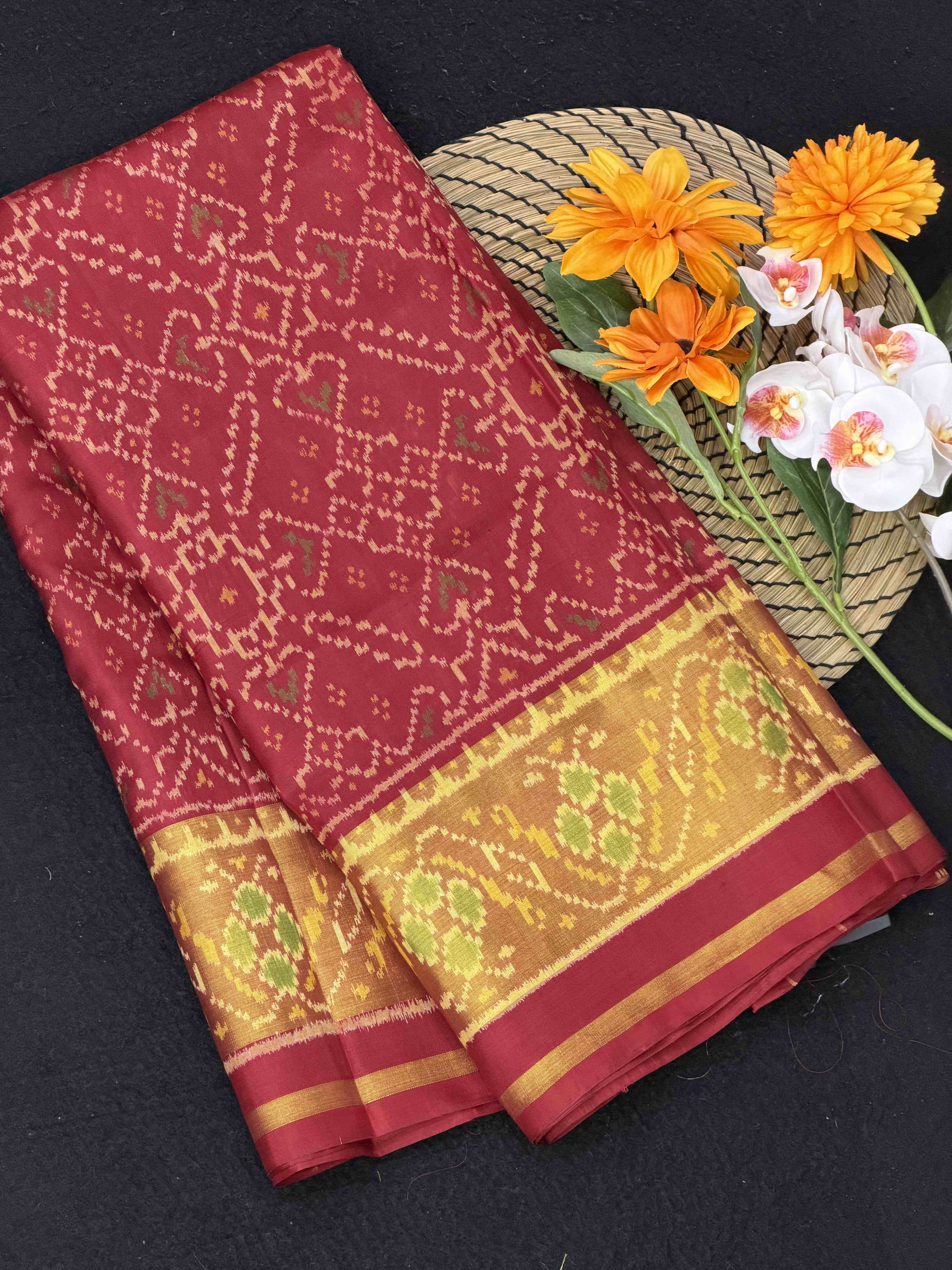 Maroon Manekchawk Rajkot Patola Saree