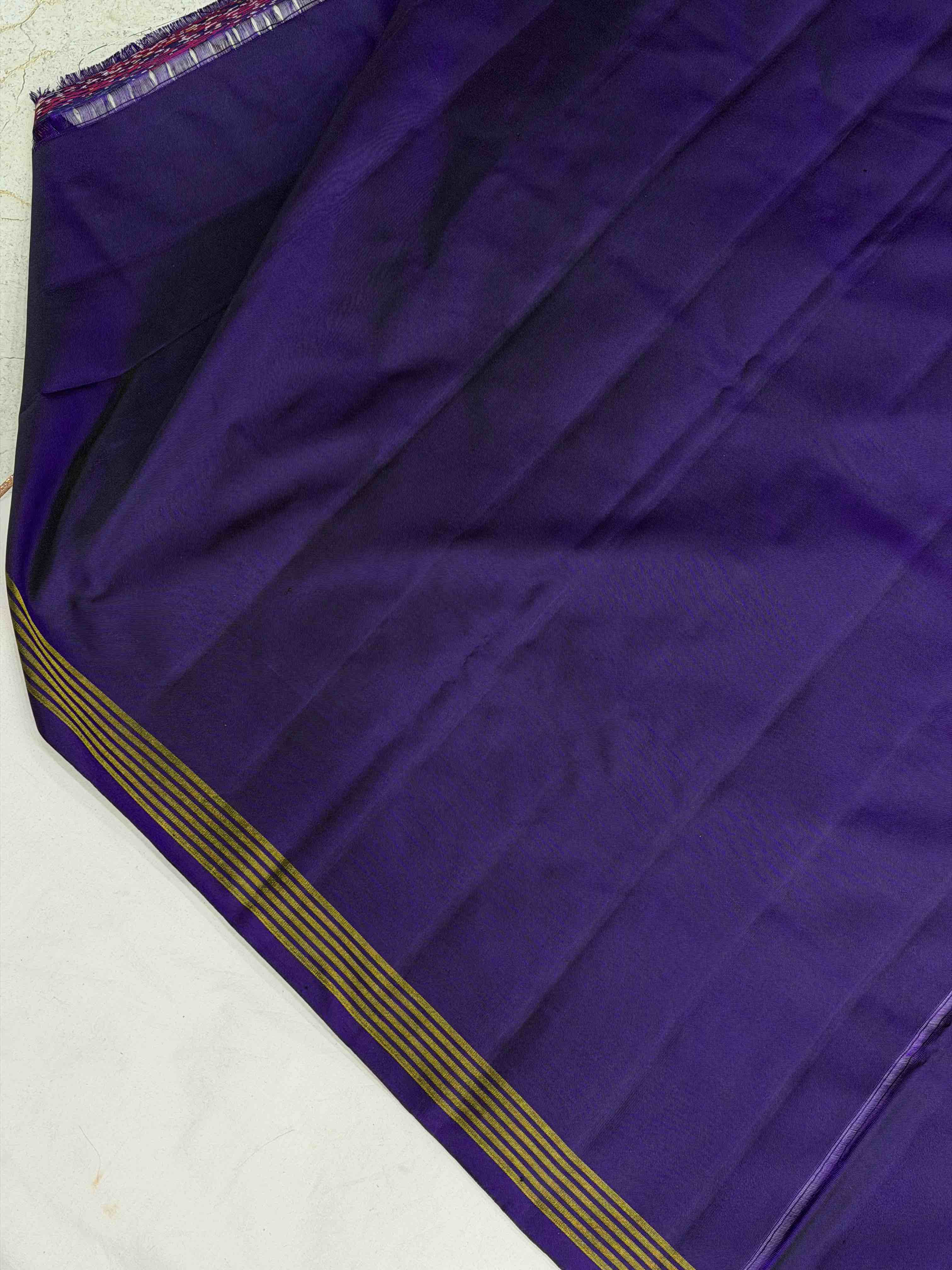 Purple pink small chhabdi figure single ikat Patan Patola