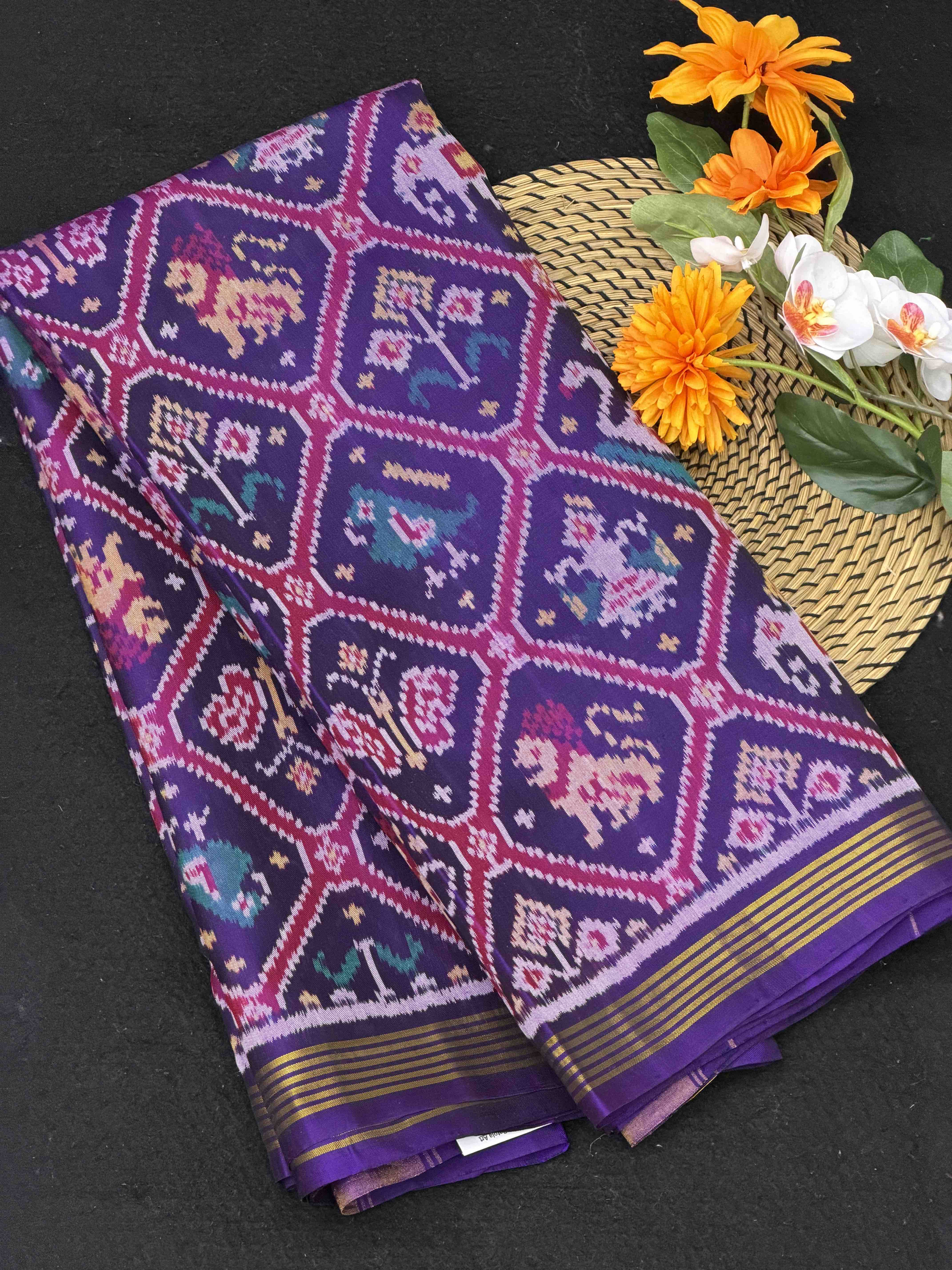 Purplish Blue Narikunj Adtala single ikat Patola