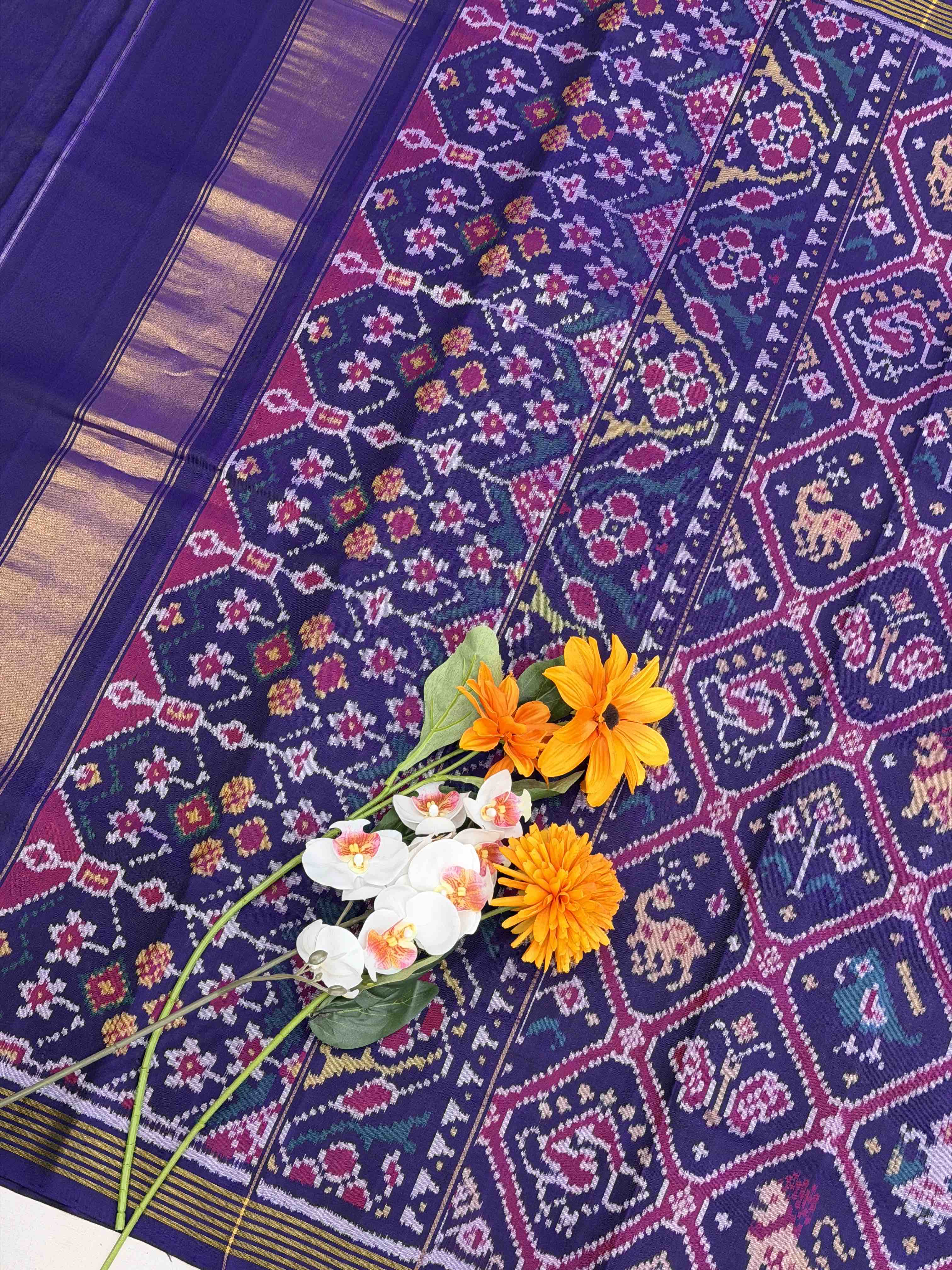 Purplish Blue Narikunj Adtala single ikat Patola