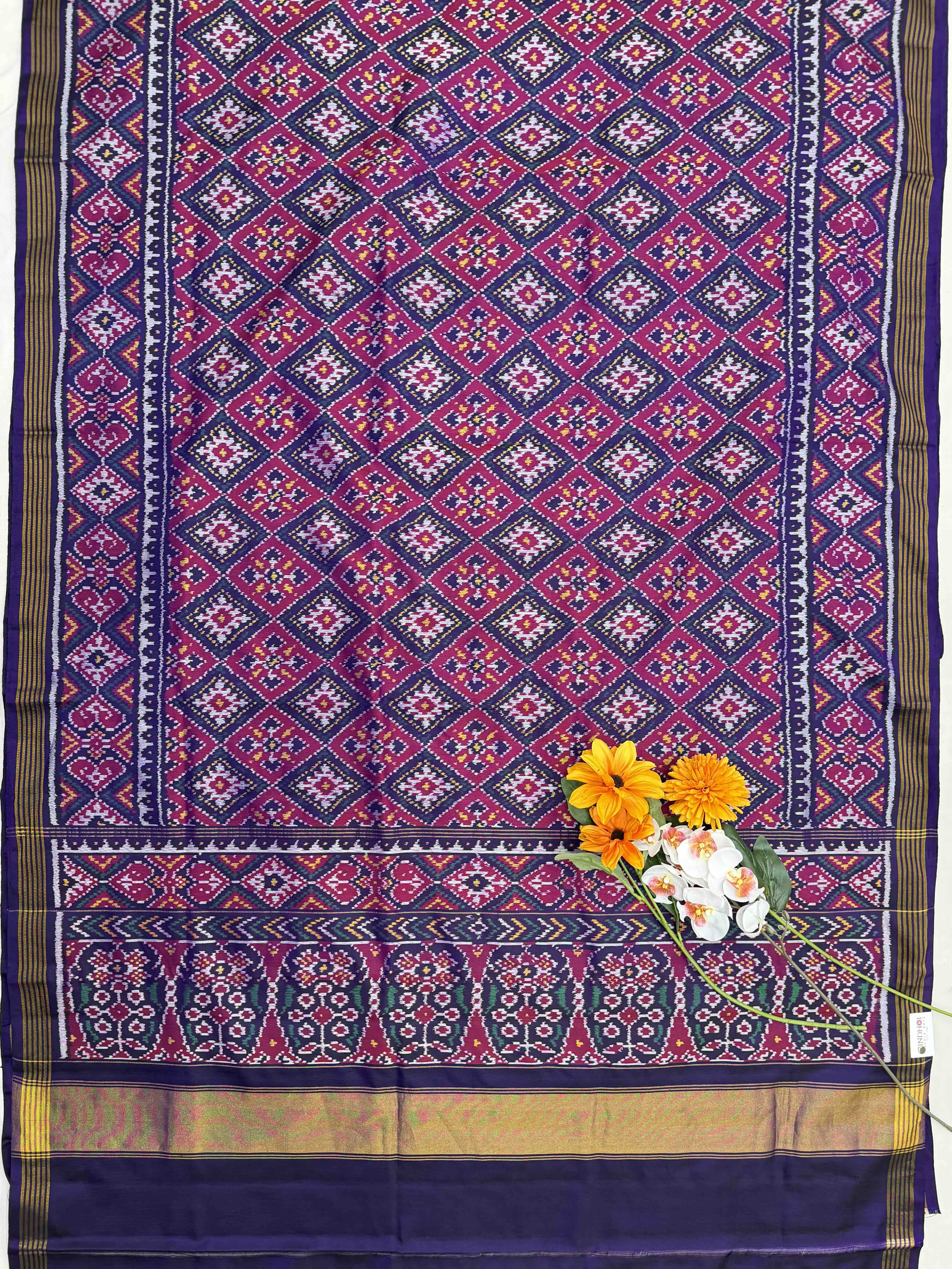 Purple pink panchanda Single Ikat Patan Patola