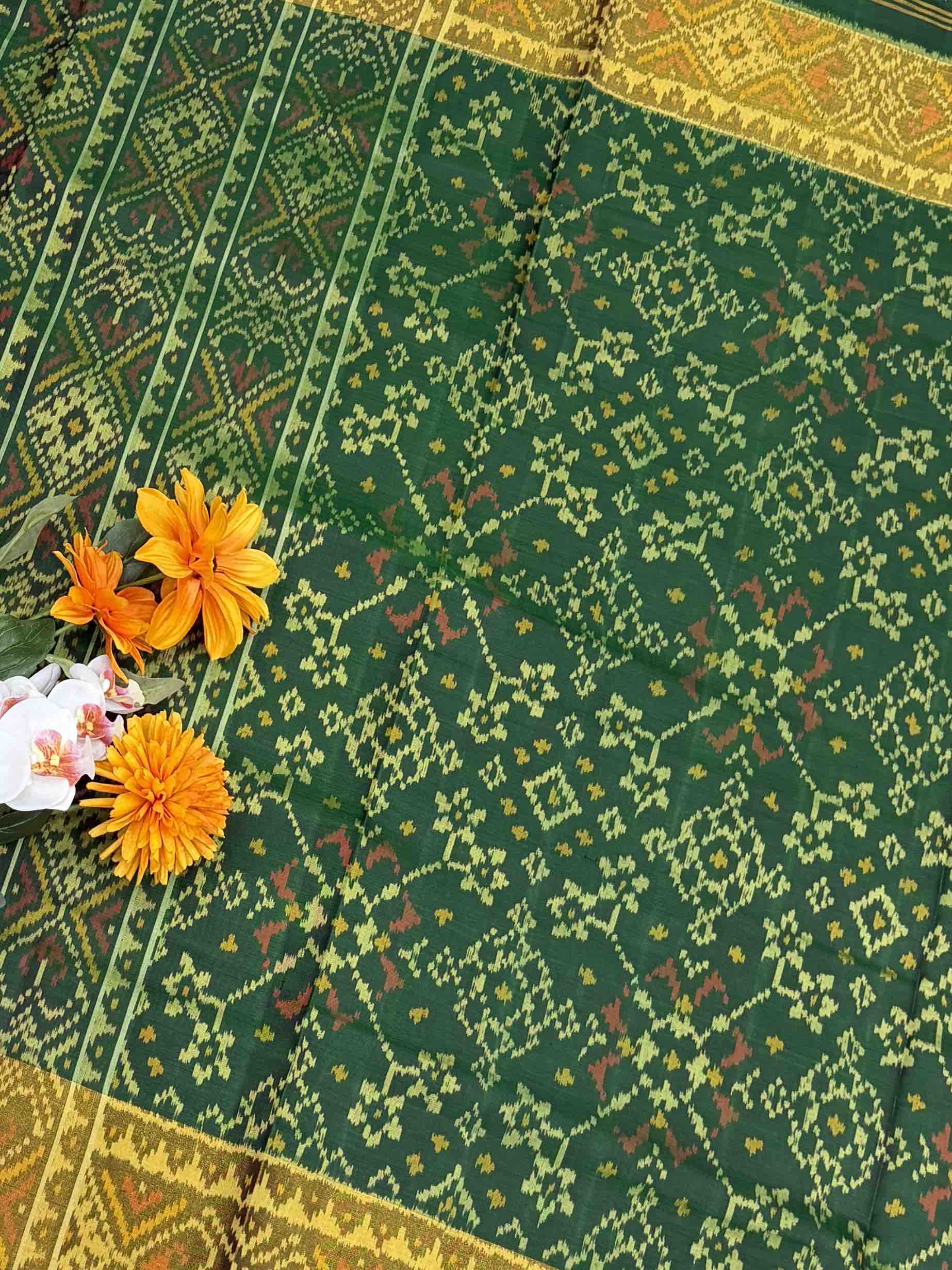 Green Tissue Border Rajkot Patola Saree