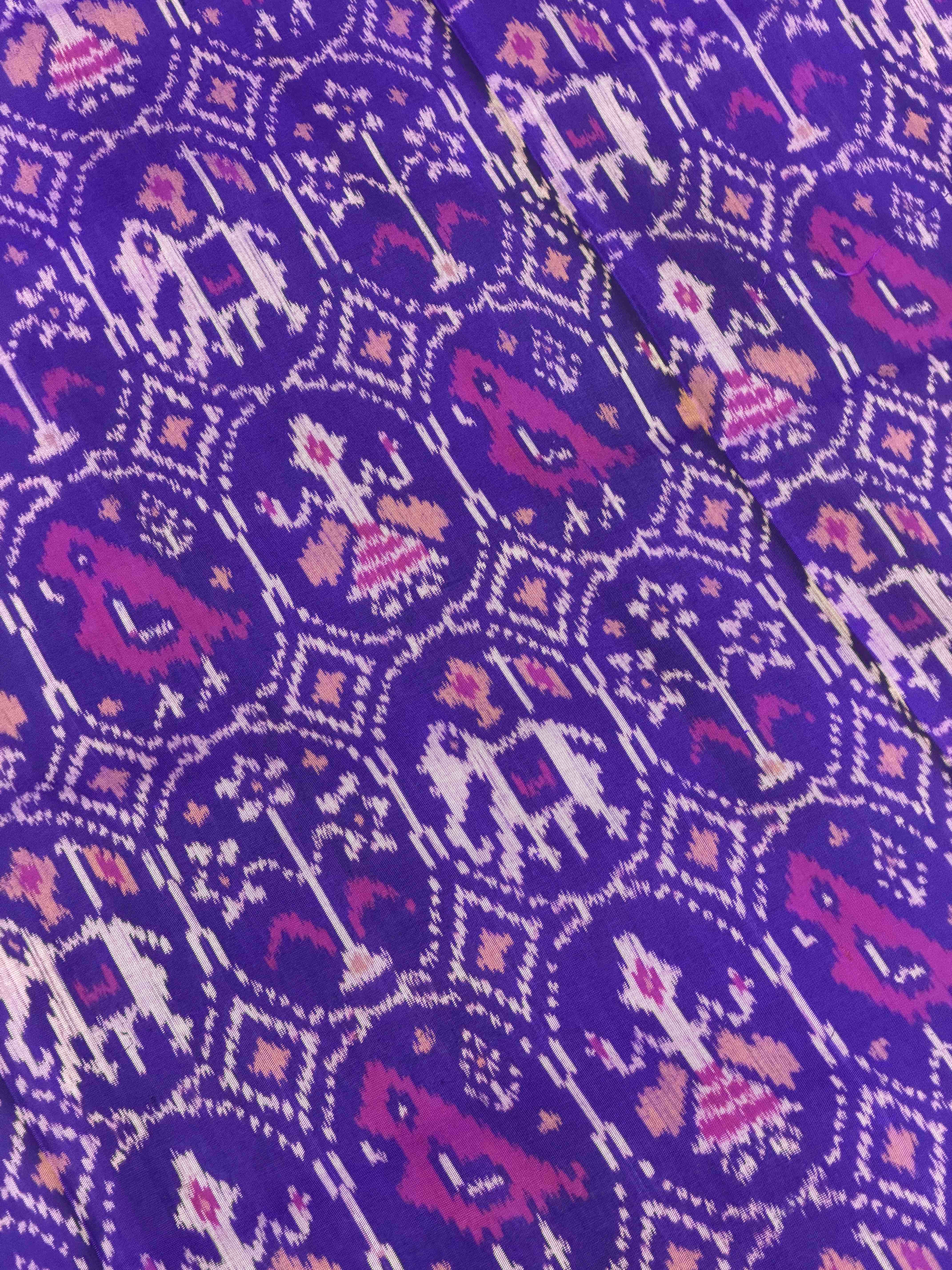 Purple narikunj patola saree in tissue border