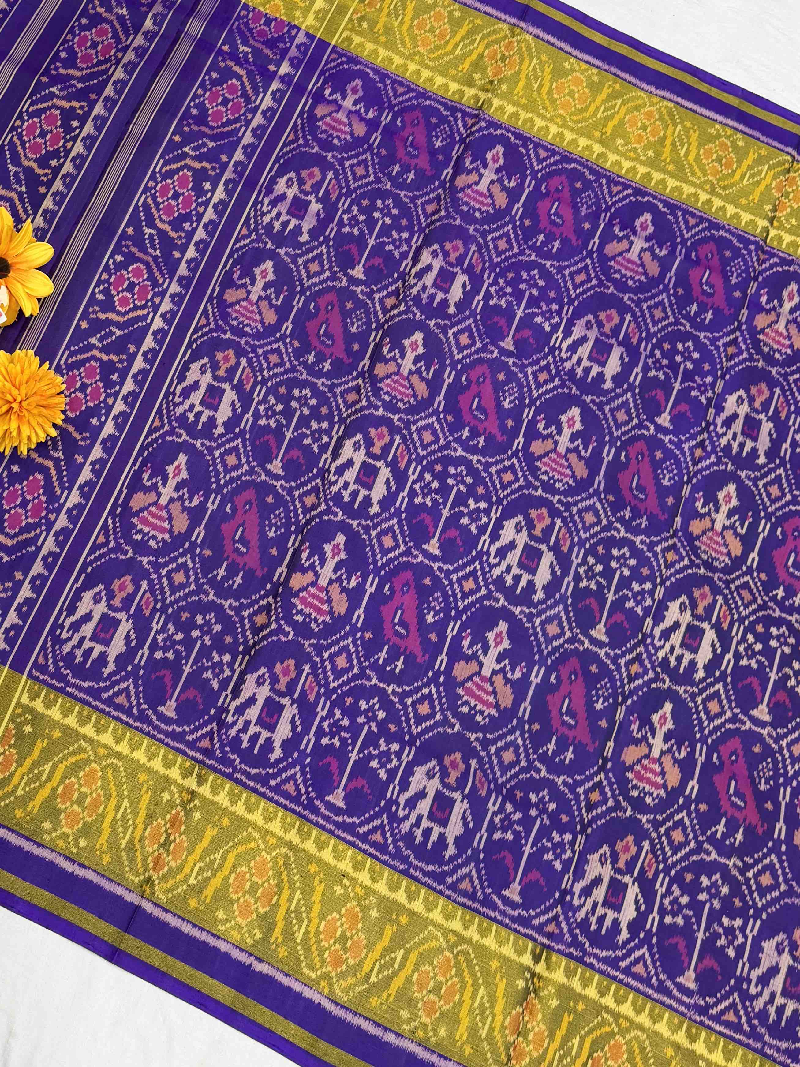 Purple narikunj patola saree in tissue border