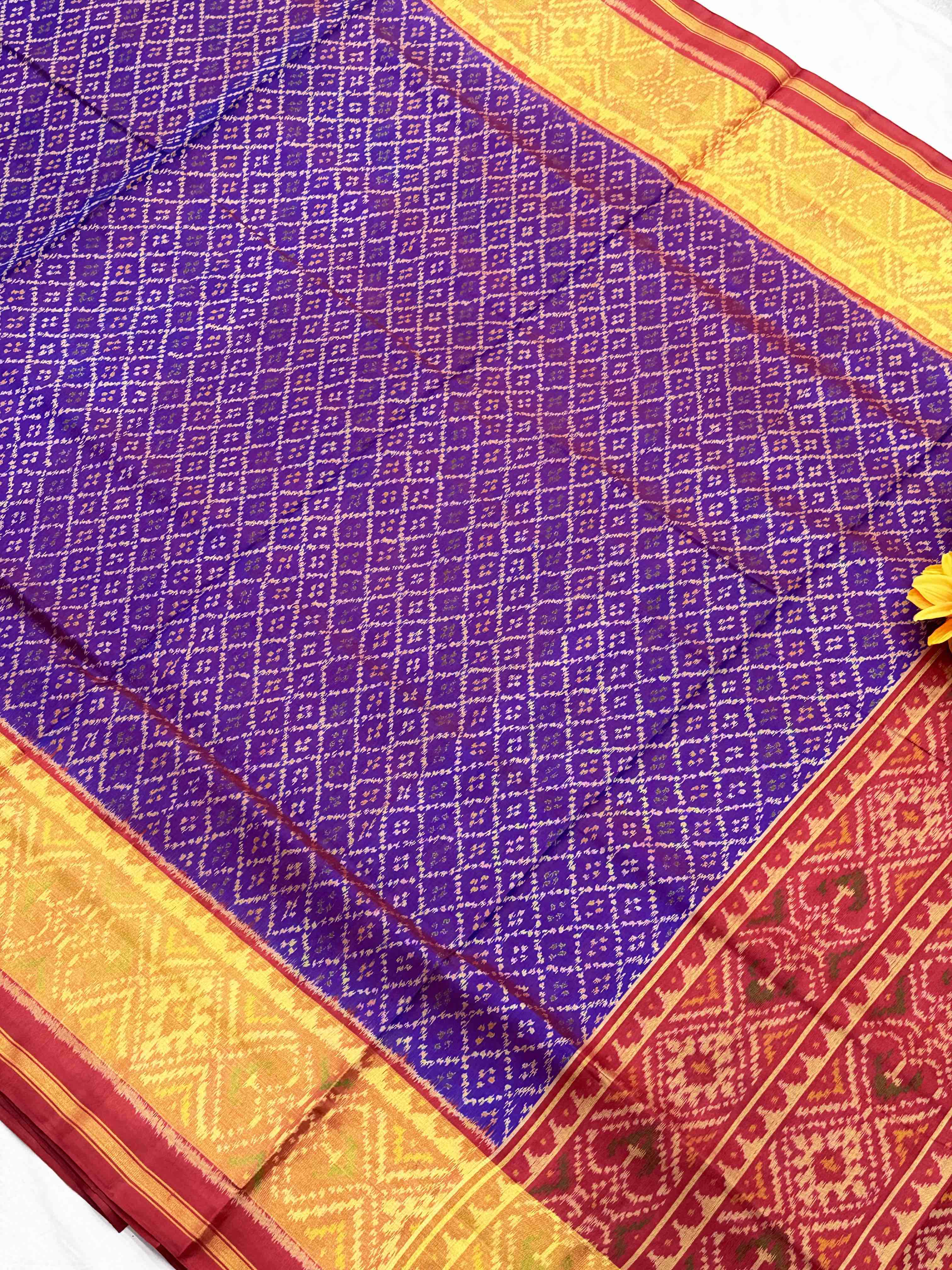 Red & Purple Daliya Bhat Rajkot Patola In tissue Border