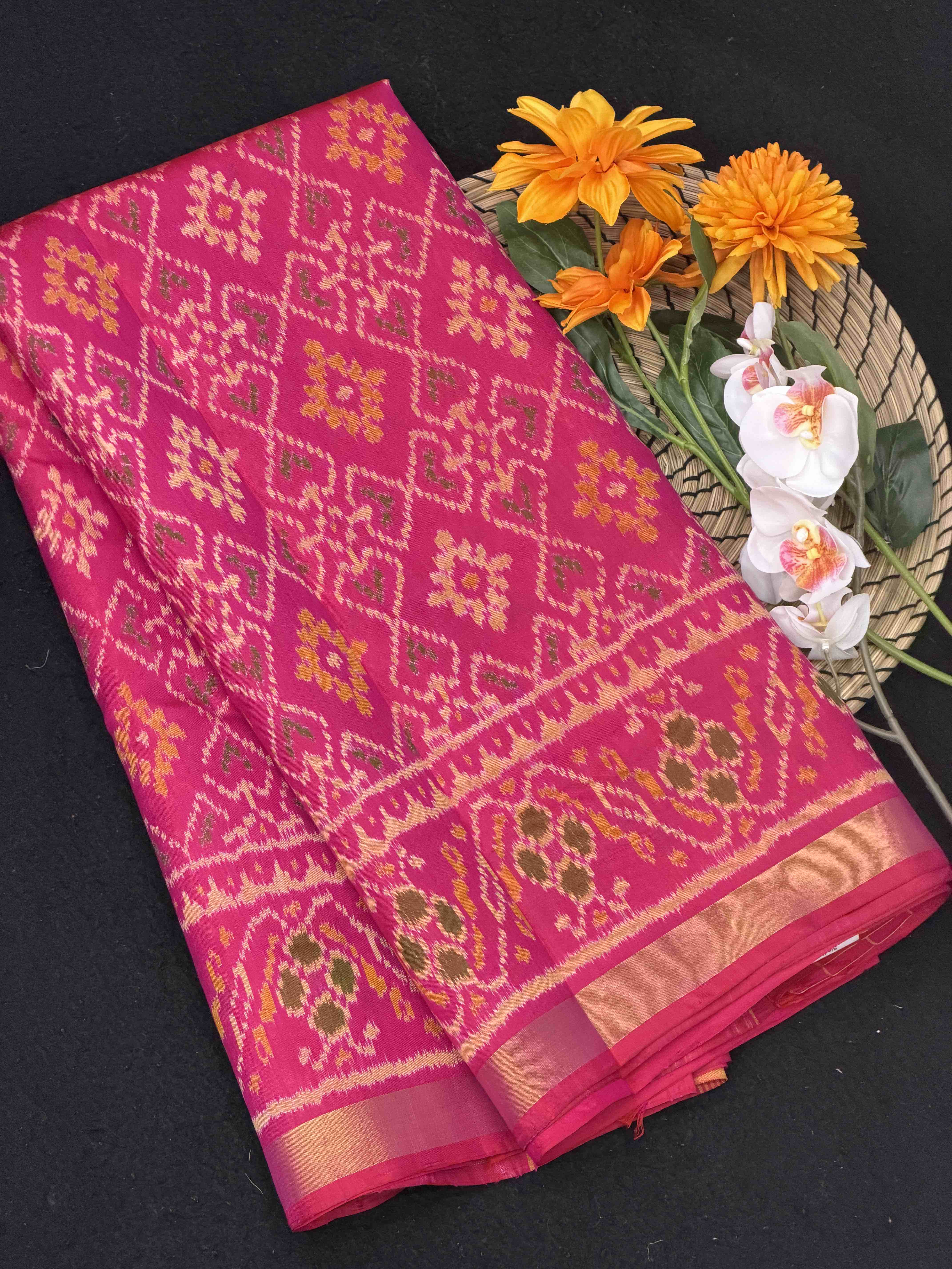 Pink panchanda design Rajkot Patola Saree