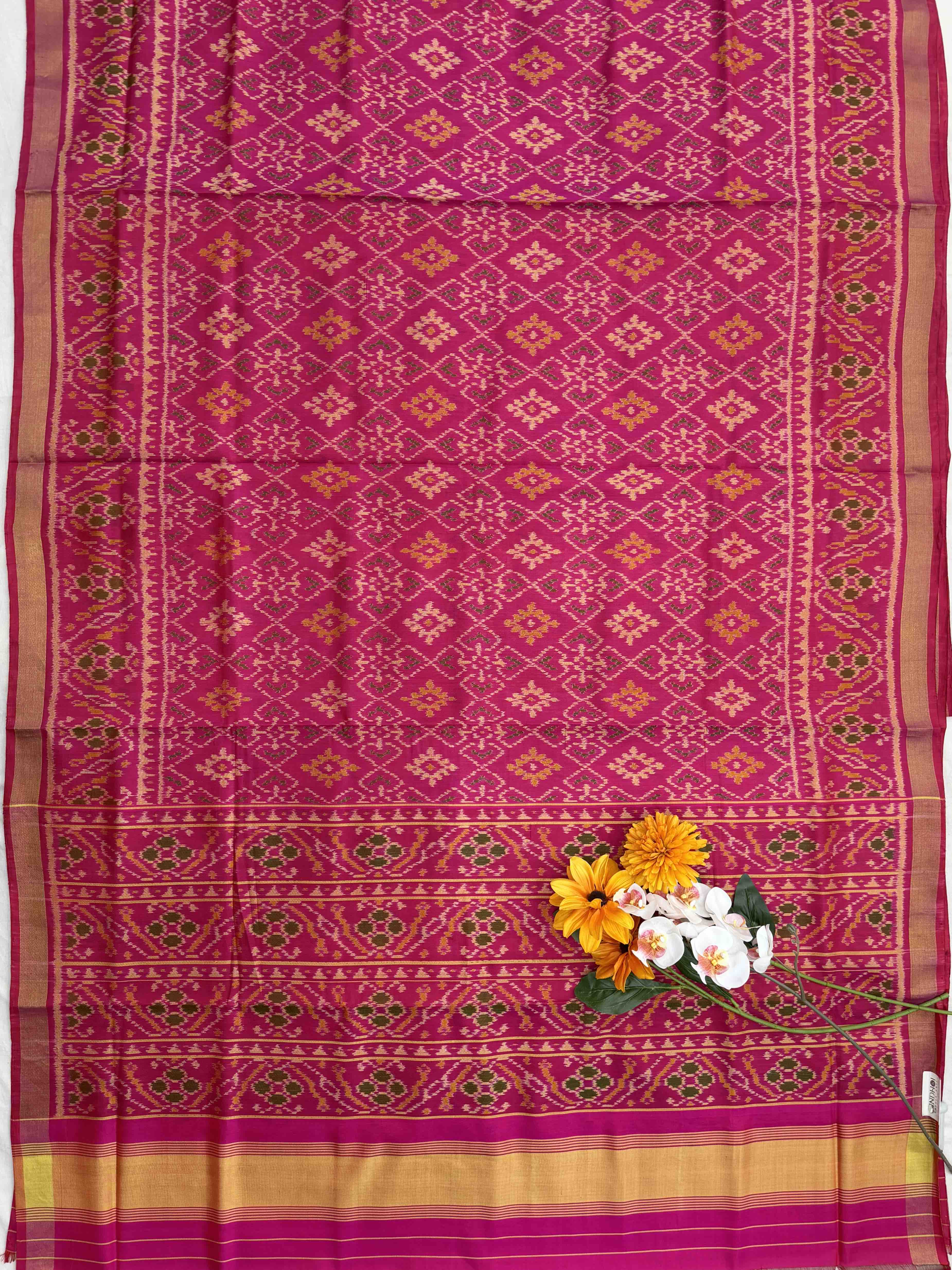 Pink panchanda design Rajkot Patola Saree