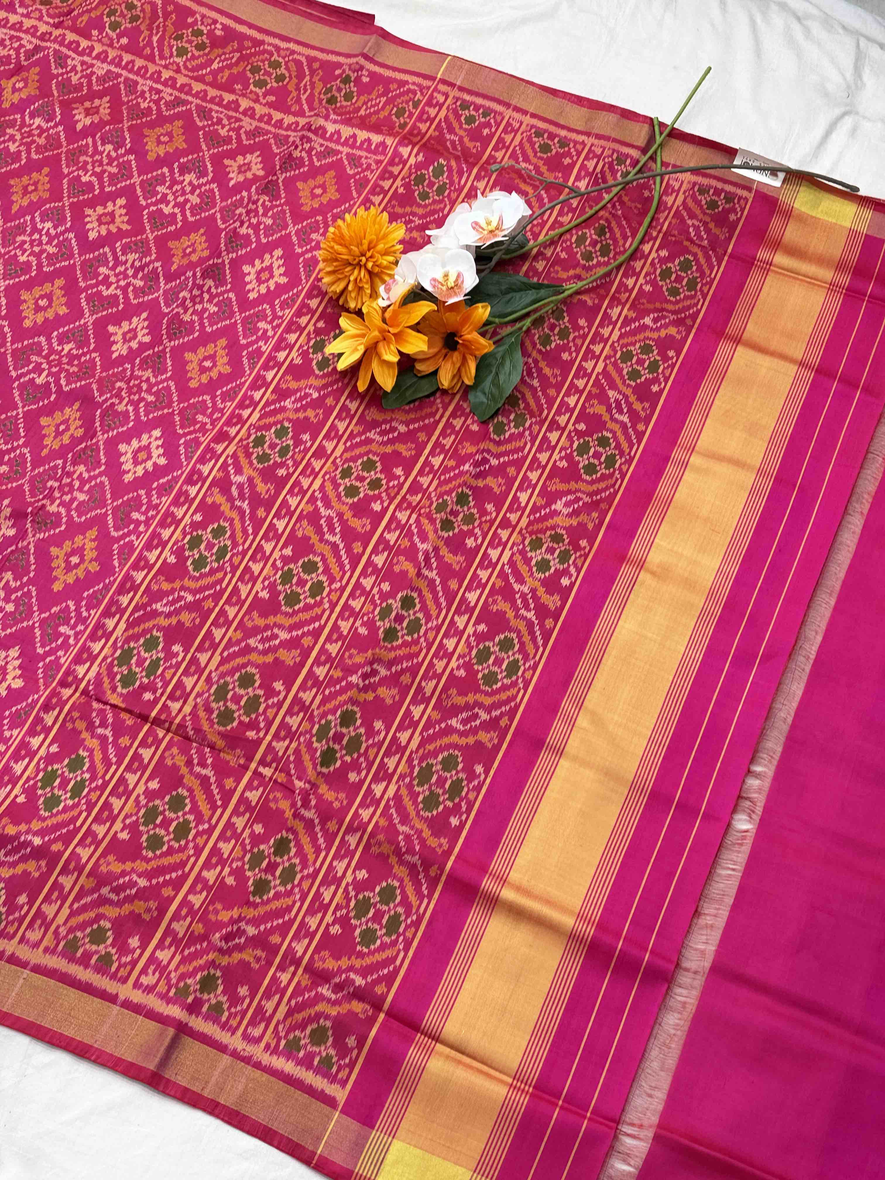 Pink panchanda design Rajkot Patola Saree