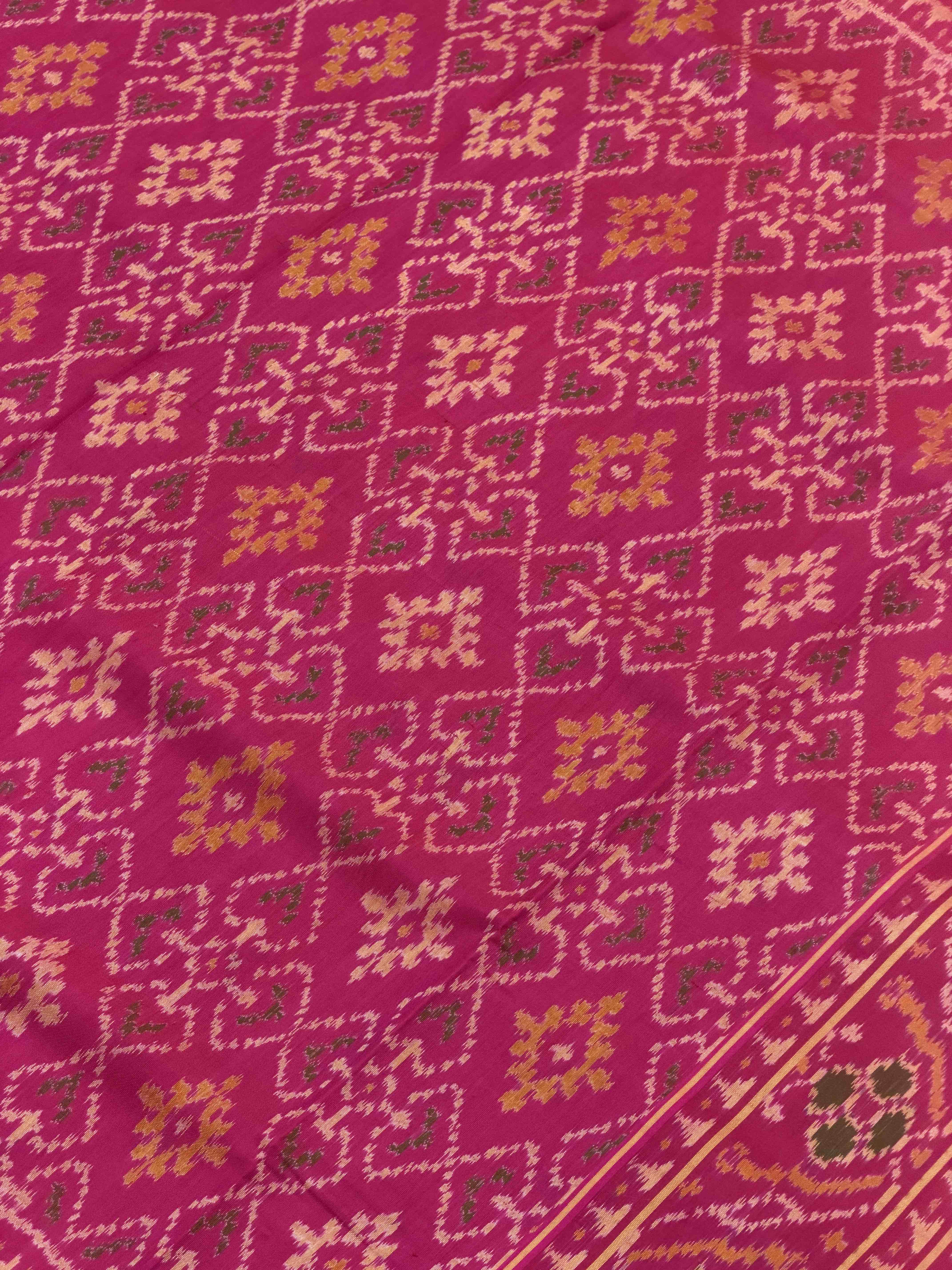 Pink panchanda design Rajkot Patola Saree