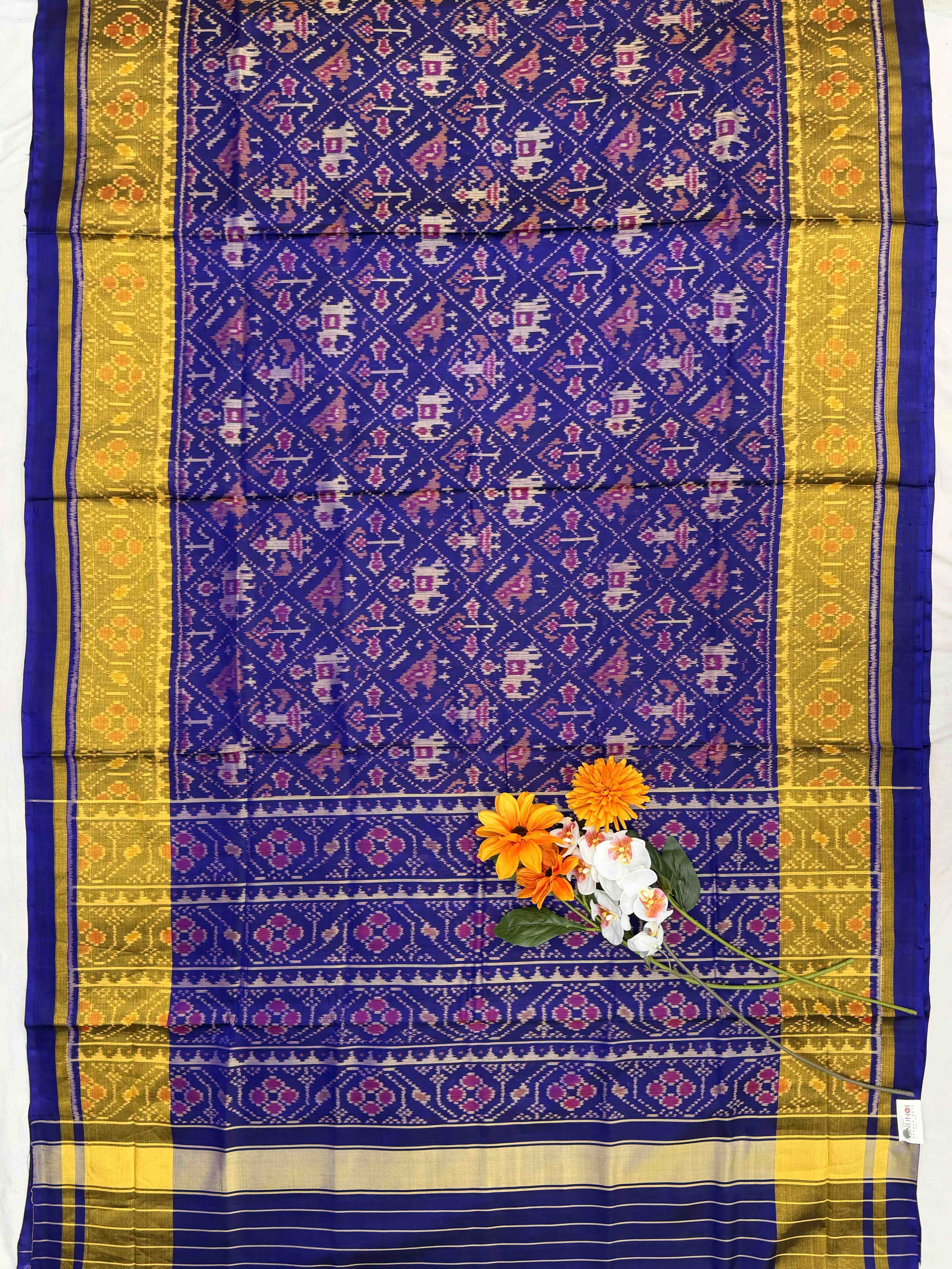 Blue Tissue Border Rajkot Patola Saree