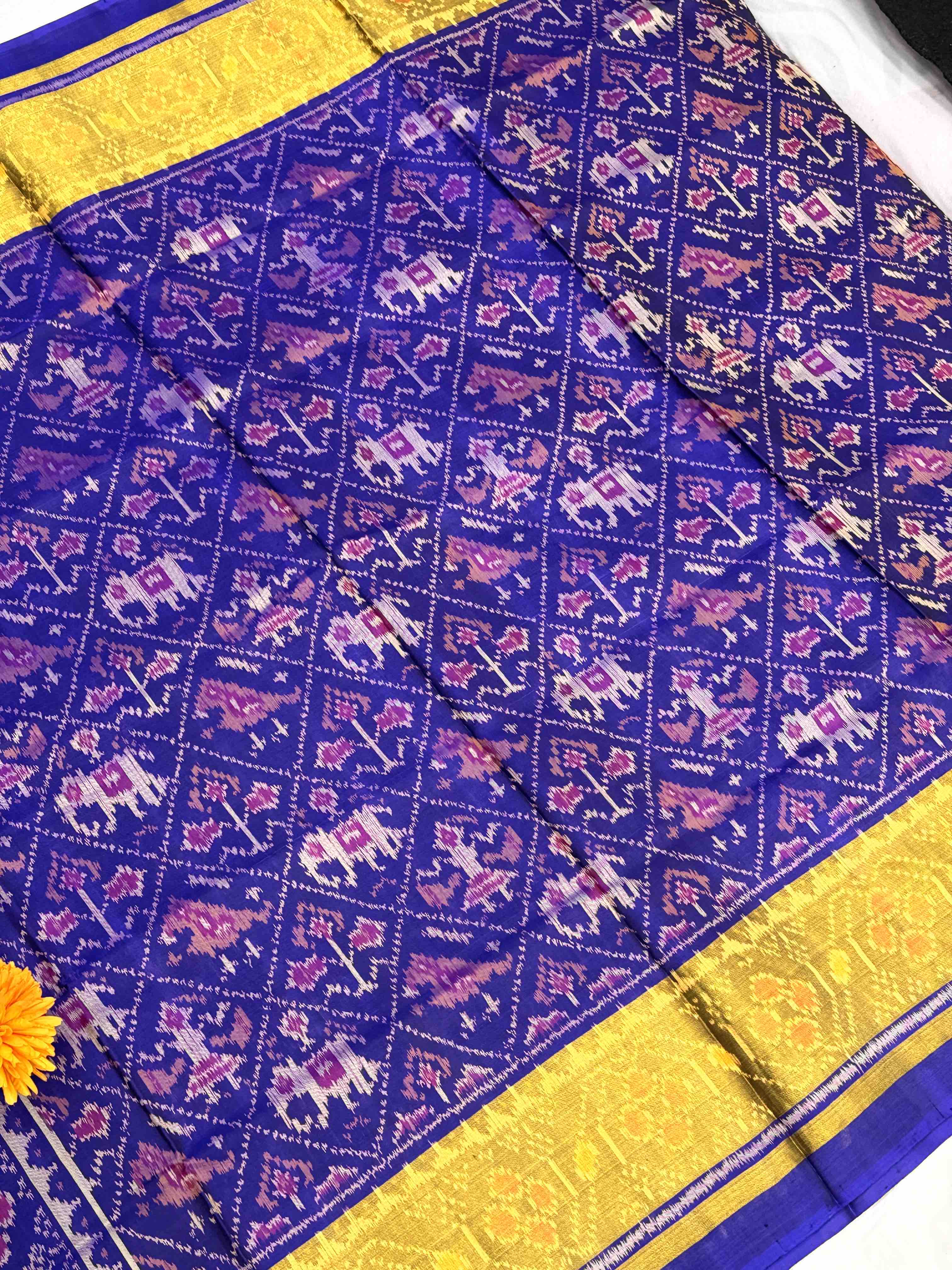 Blue Tissue Border Rajkot Patola Saree