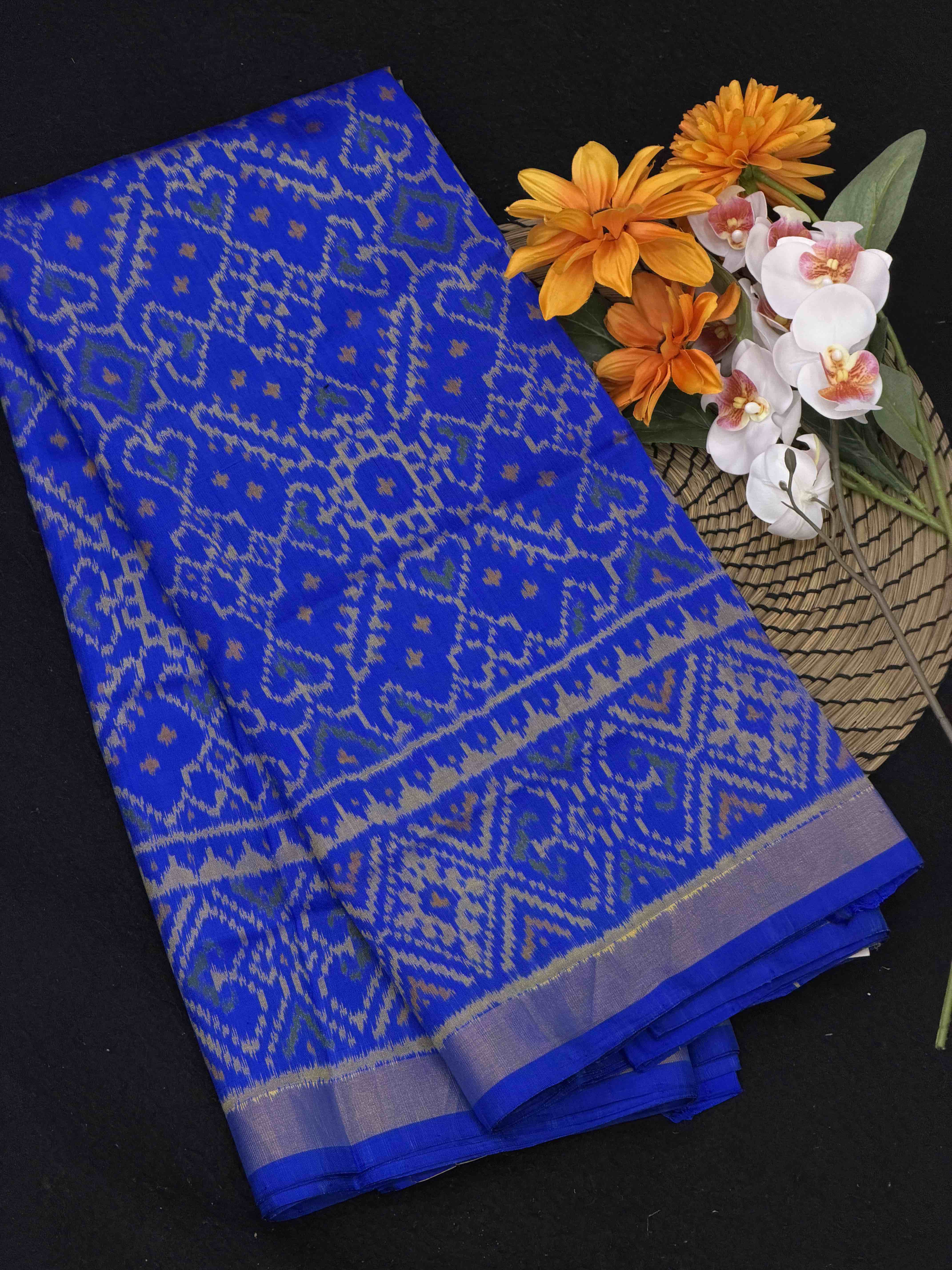 Electric blue Manekchawk Rajkot Patola Saree