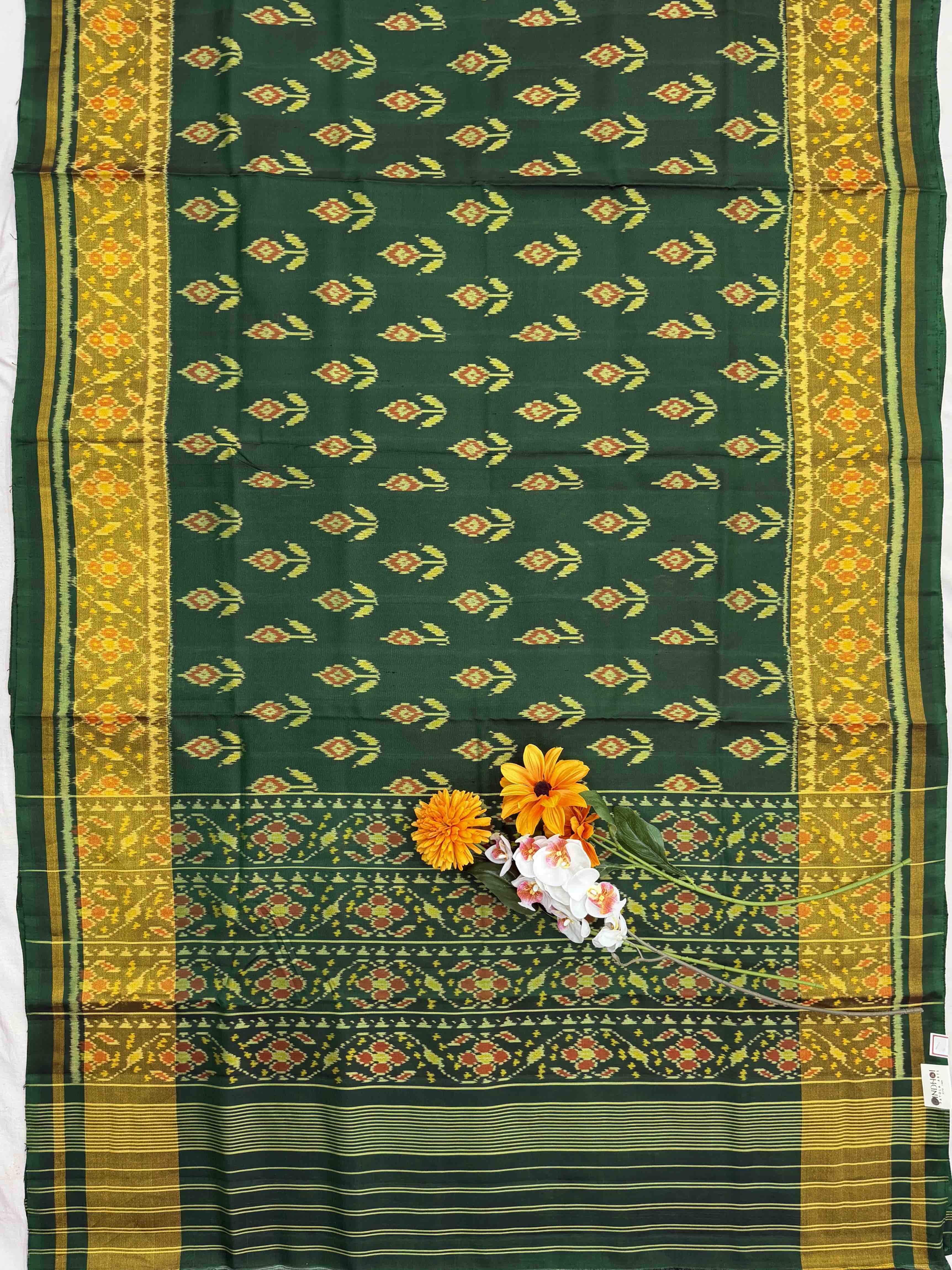 Full green Panbhat Rajkot Patola Saree