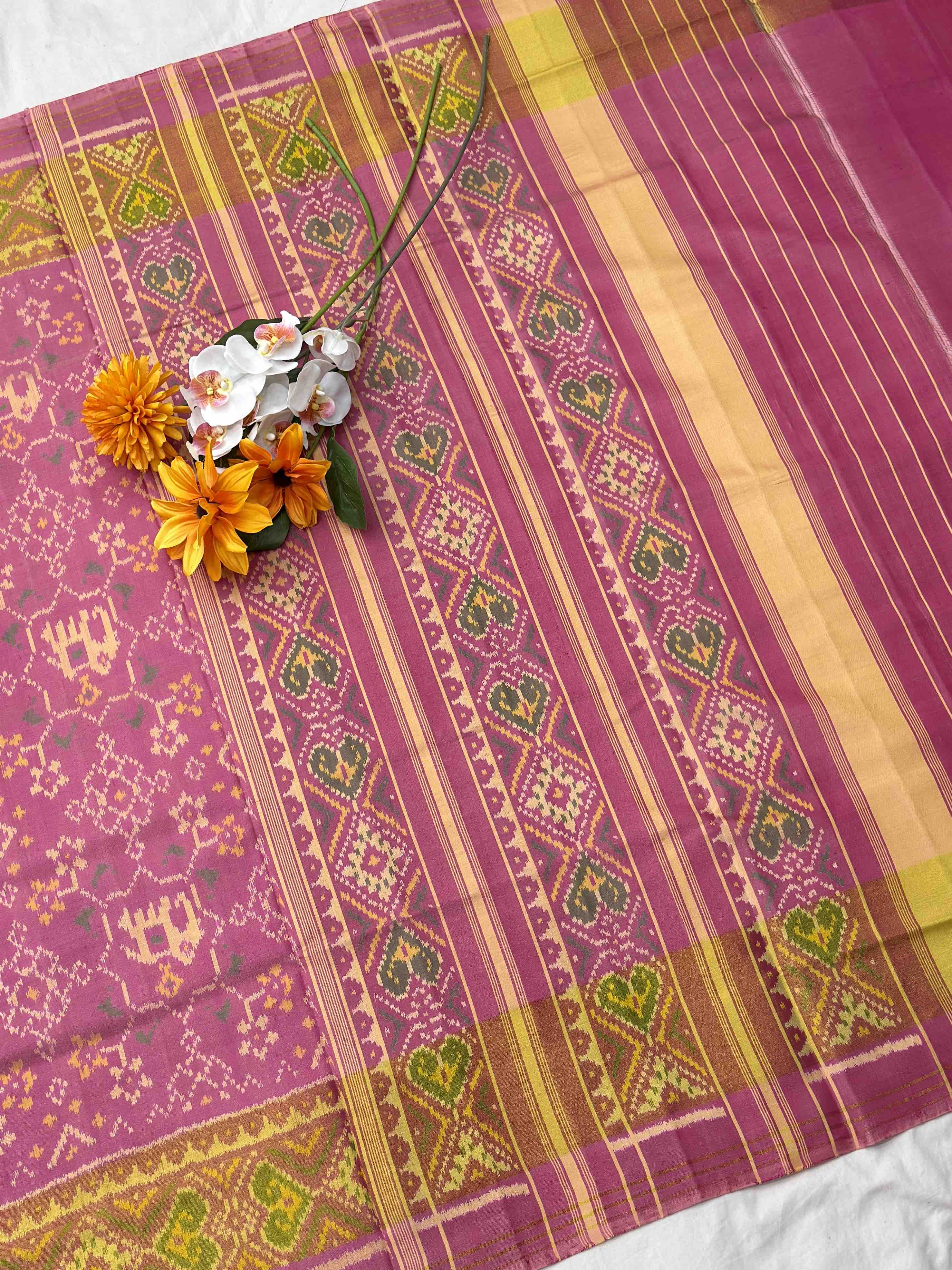 Bany Pink navratan Hathi Rajkot Patola Saree