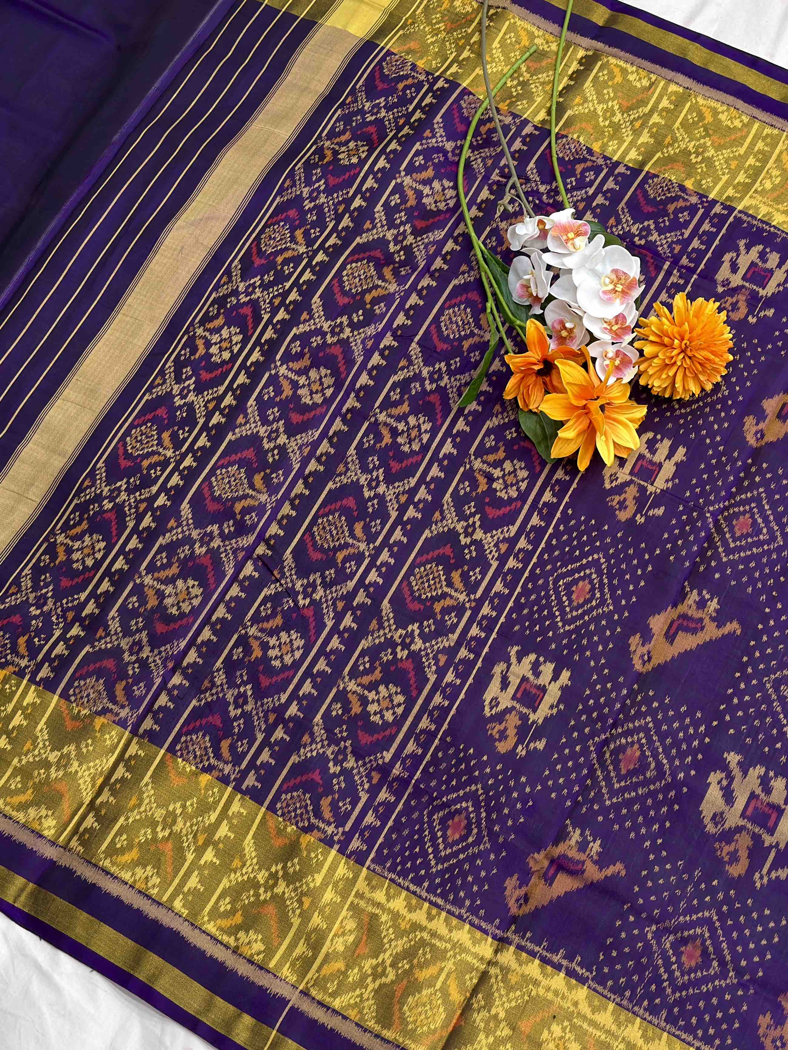 Dark purple Narikunj Bandhani Rajkot Patola Saree