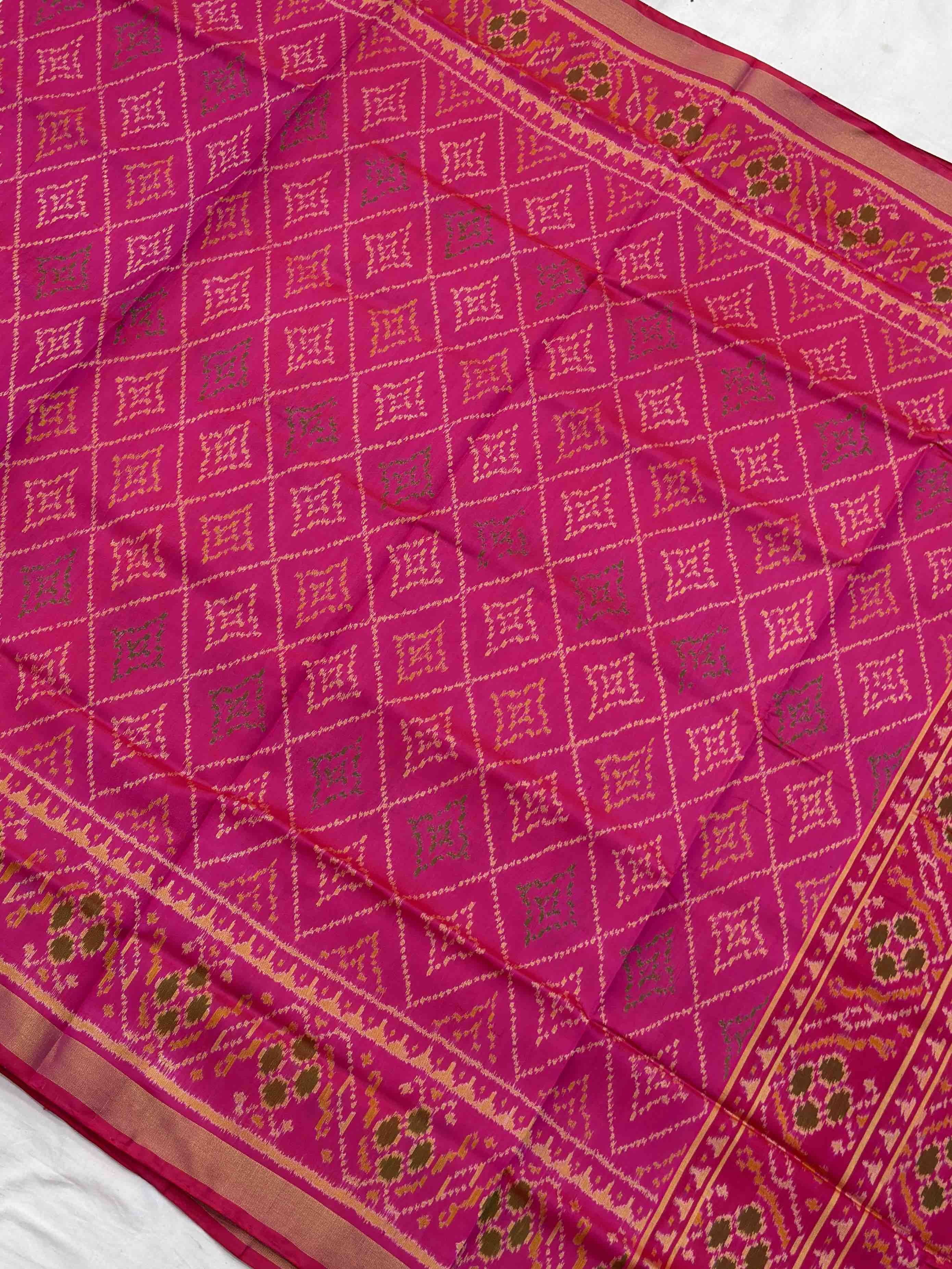 Pink Chokhtabhat Rajkot Patola Saree