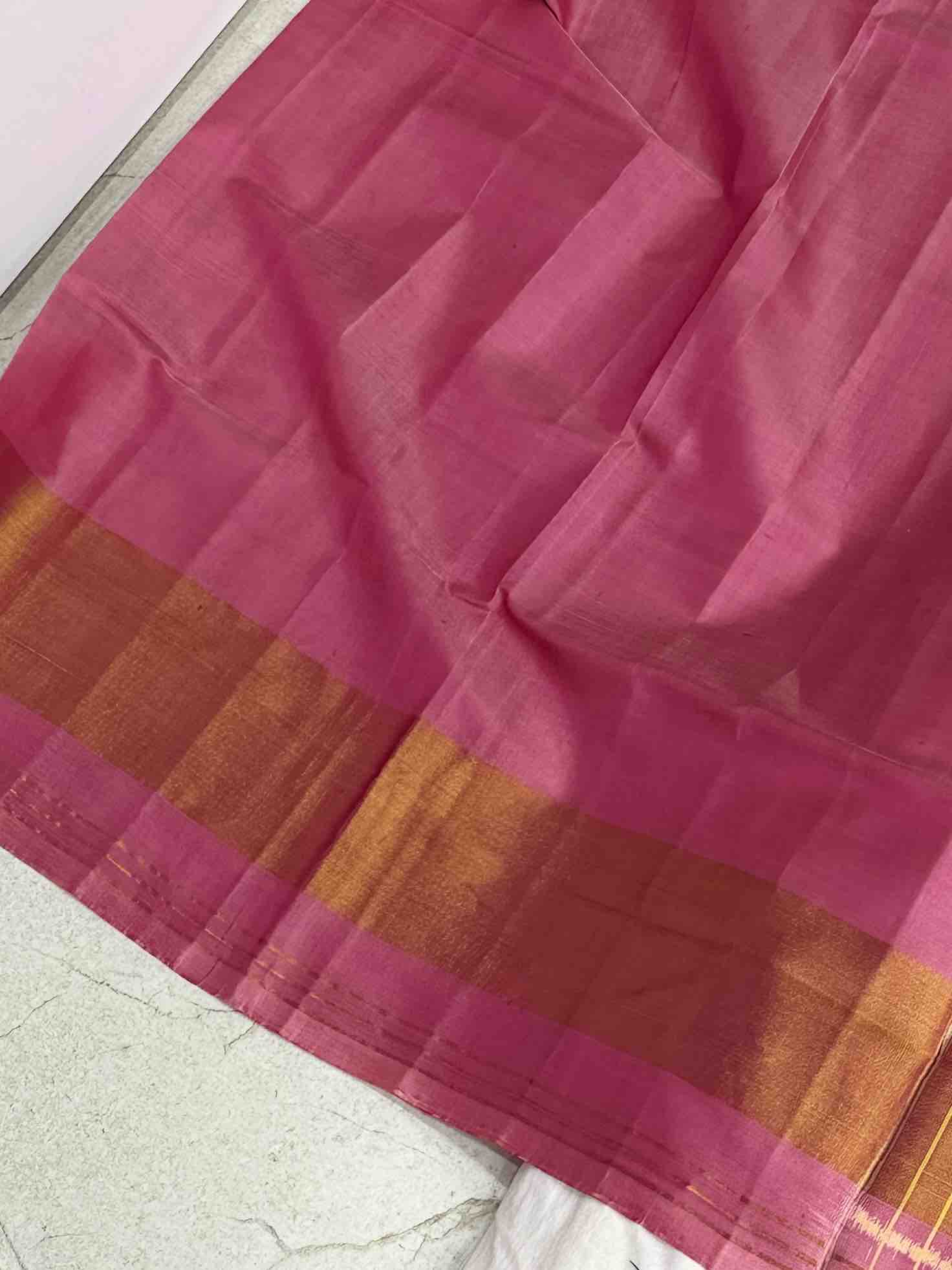 Light pink narikunj Single ikat Patola Saree