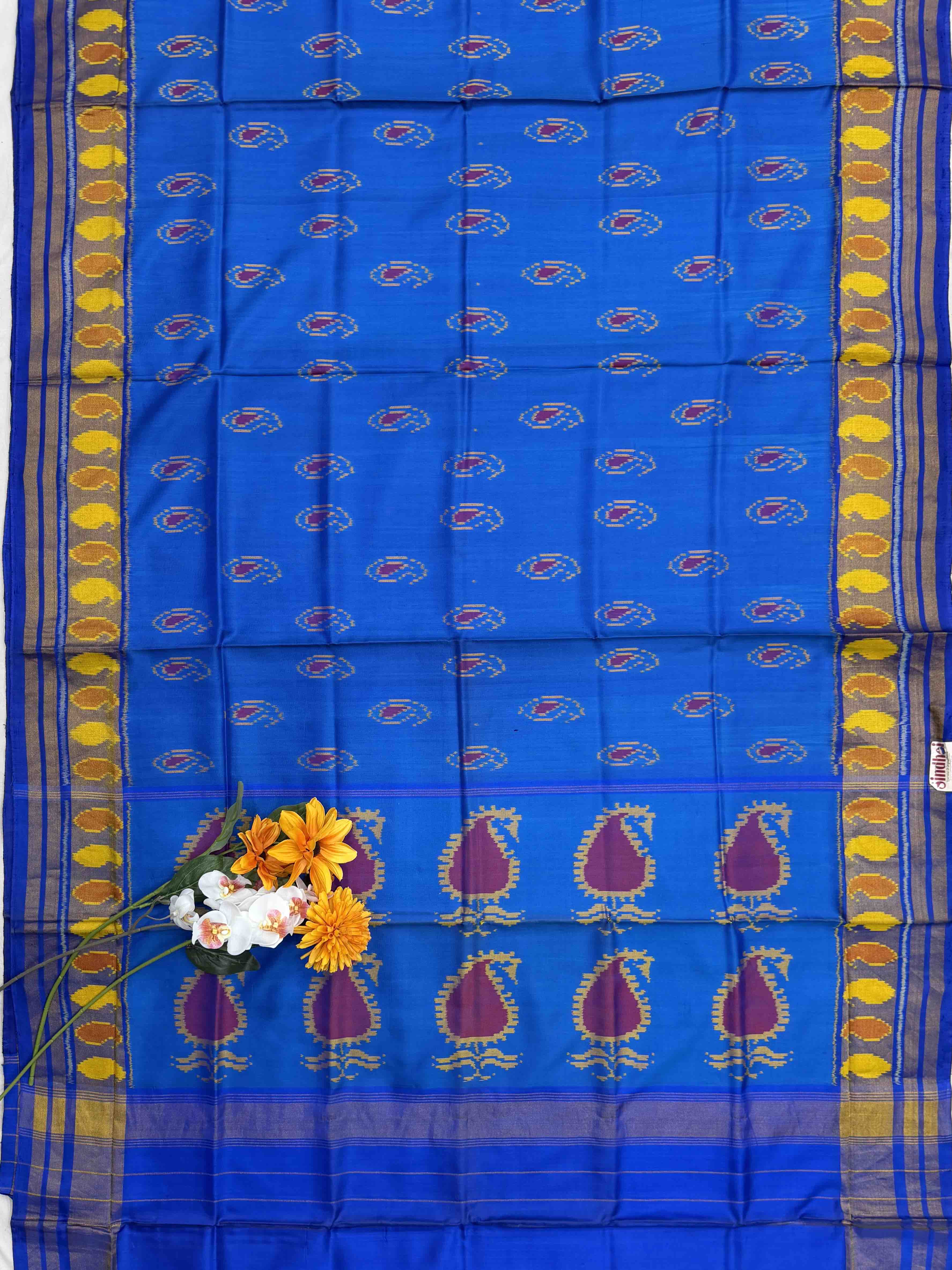 Electric Blue mango Design Rajkot Patola Saree