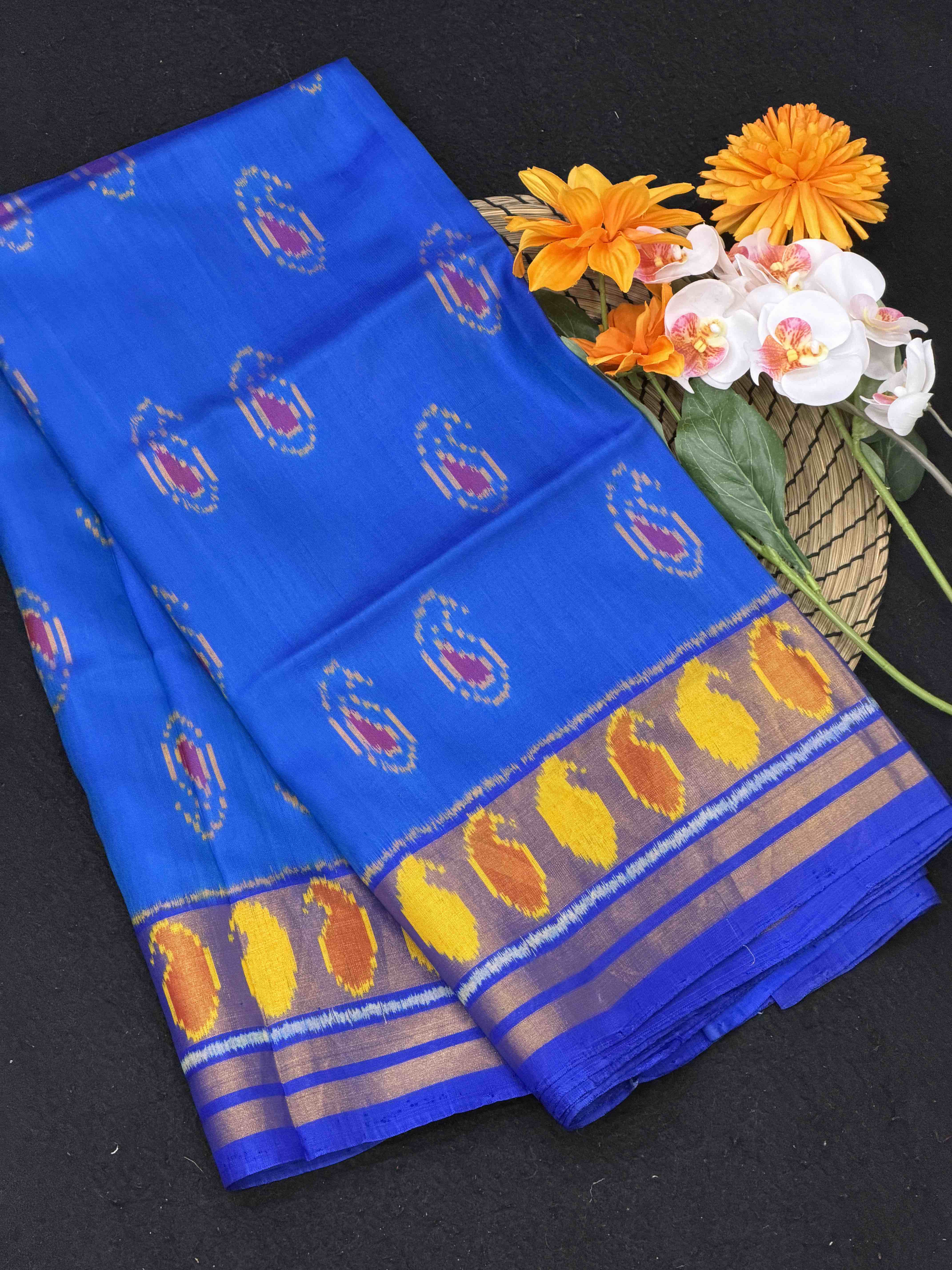 Electric Blue mango Design Rajkot Patola Saree