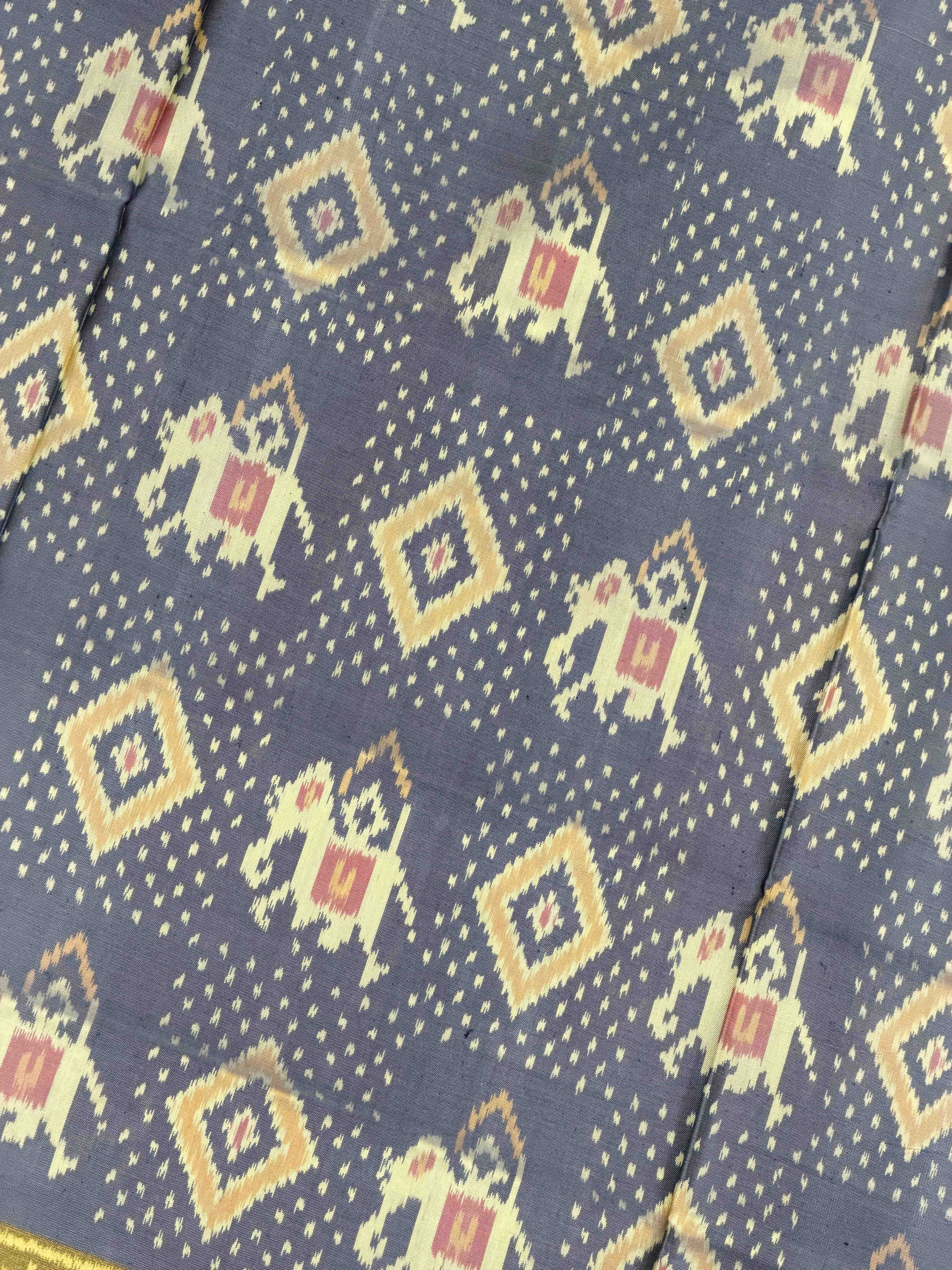 Grey Hathi Bandhani Rajkot Patola Saree