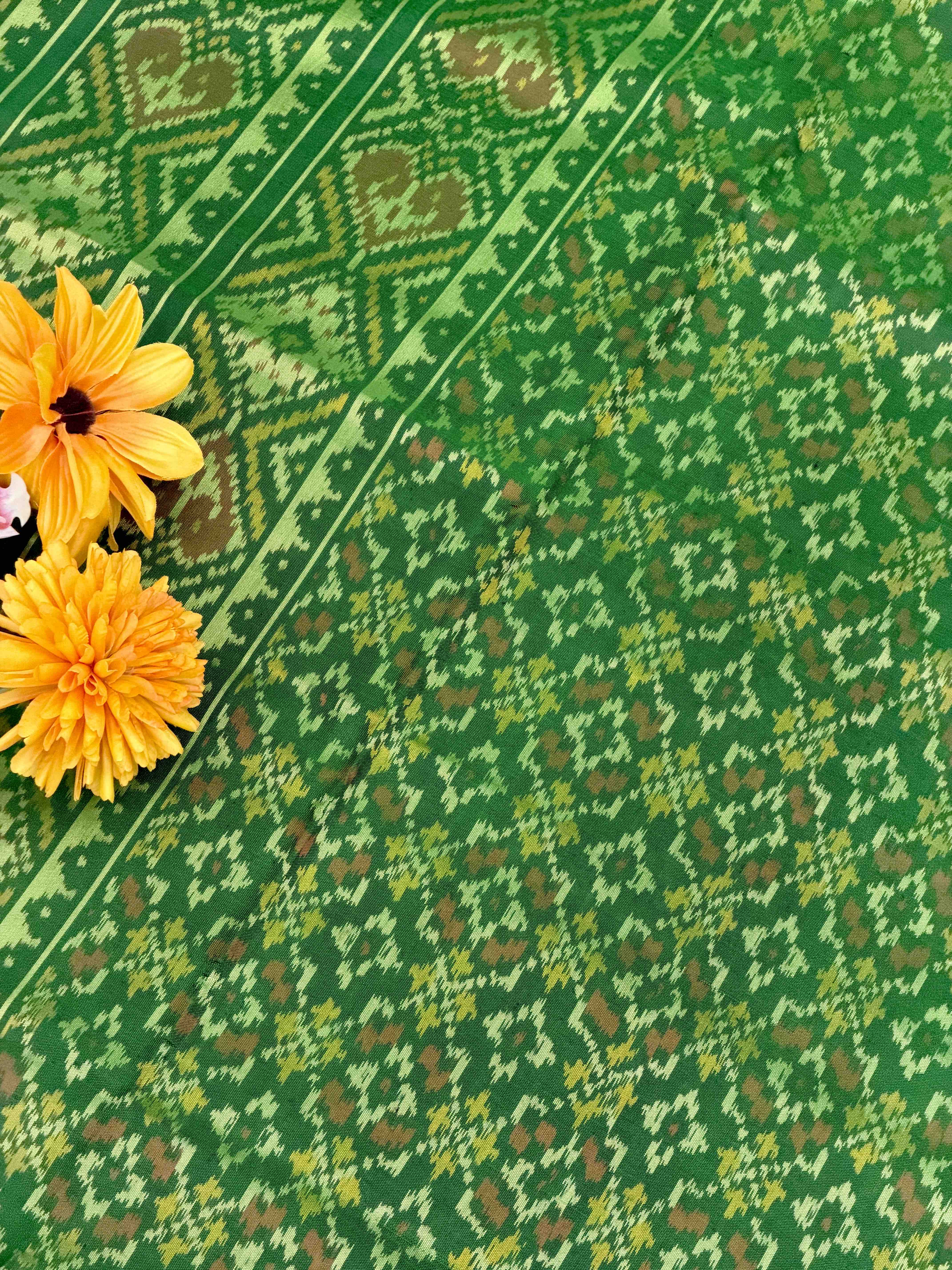 Green button ful design Rajkot Patola Saree