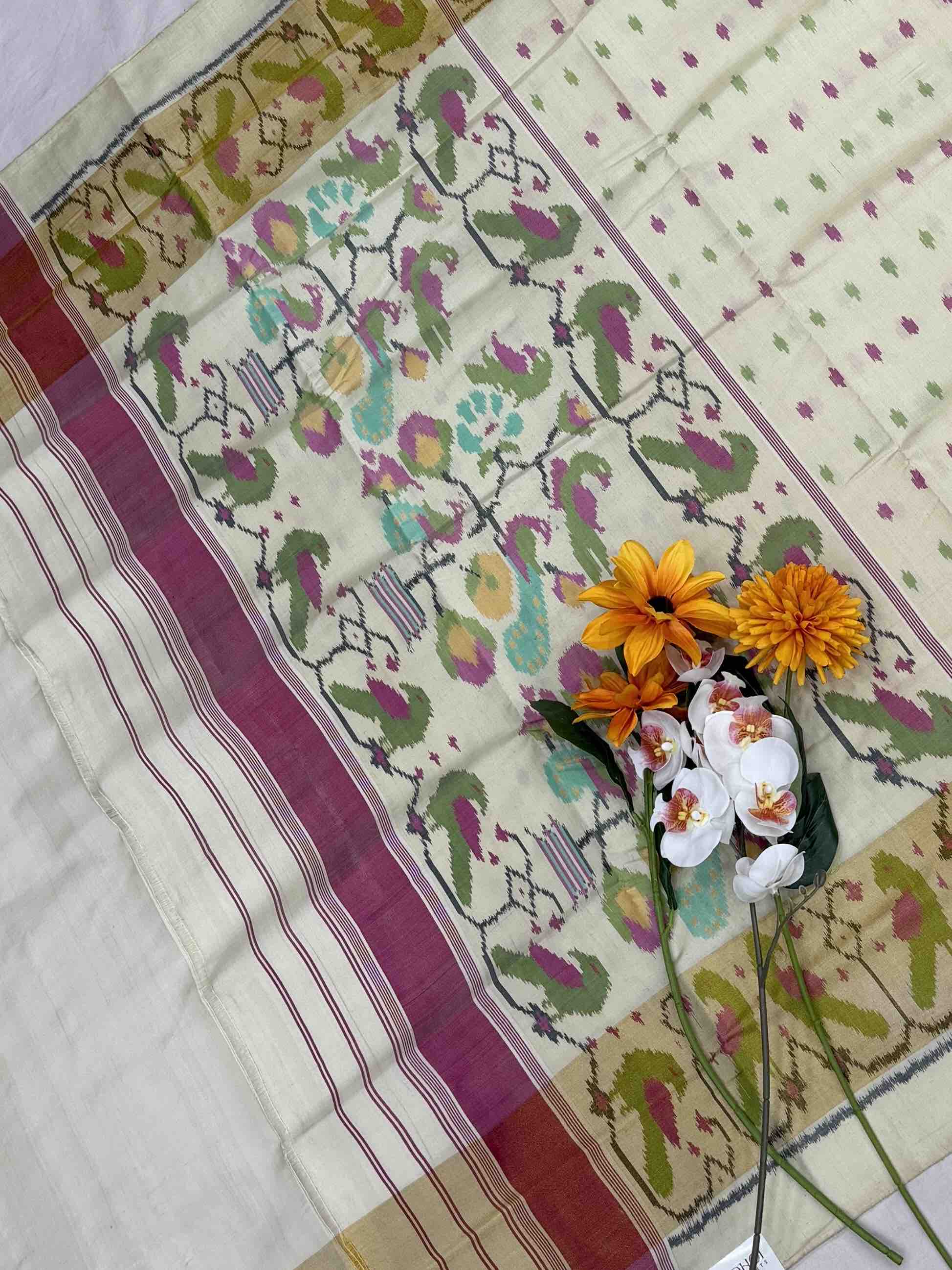 Off white designer Patola saree
