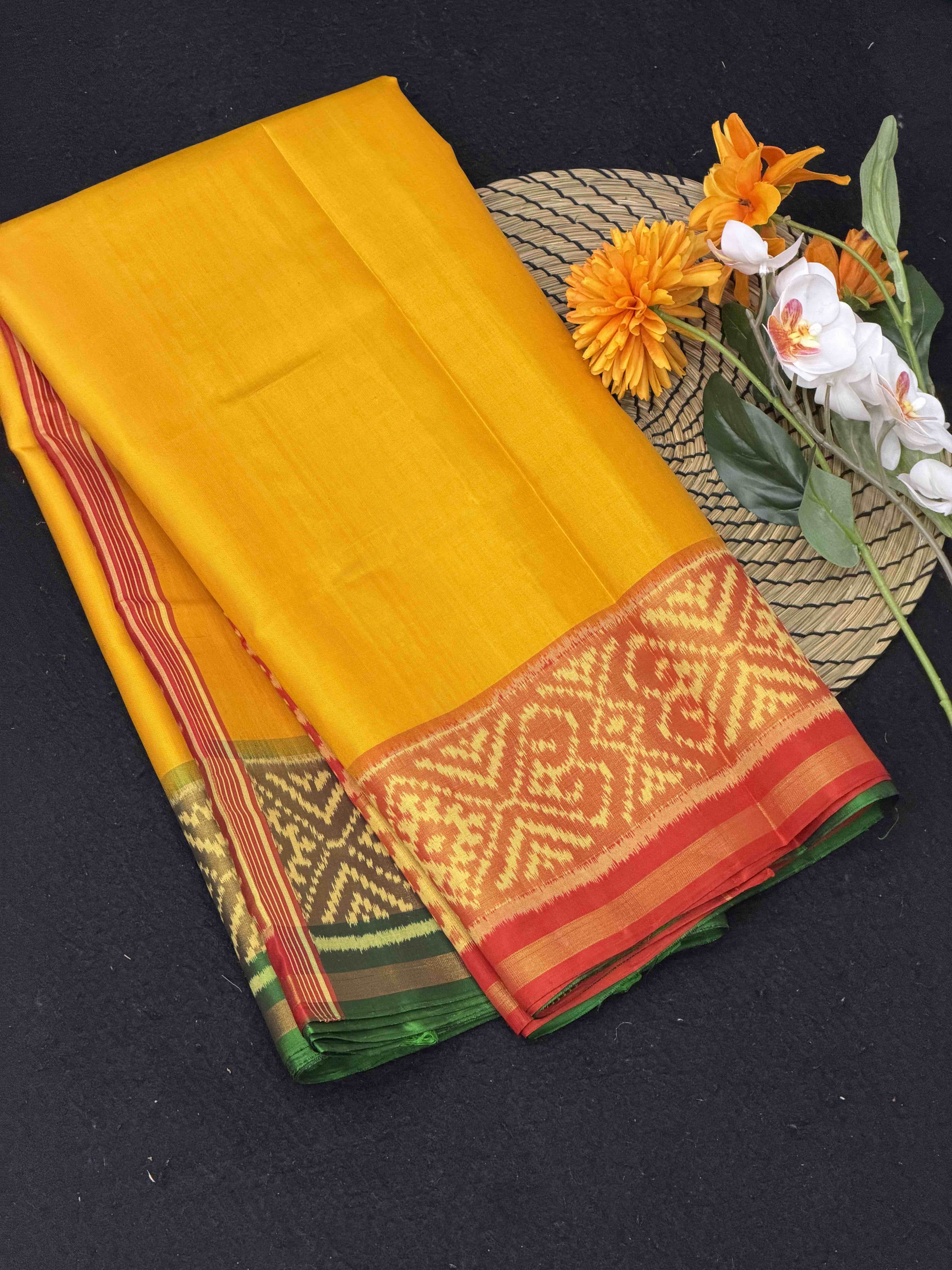 Ganga Jamuna Plain Gala border Patola saree