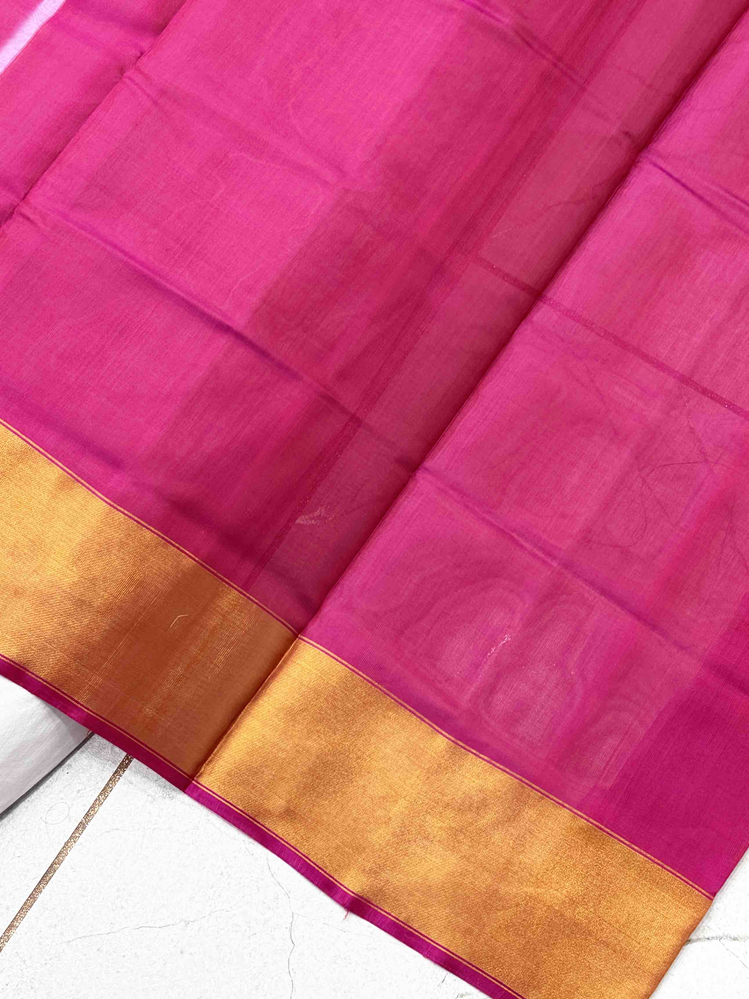 Pink & peach butti & skirt border Rajkot Patola Saree