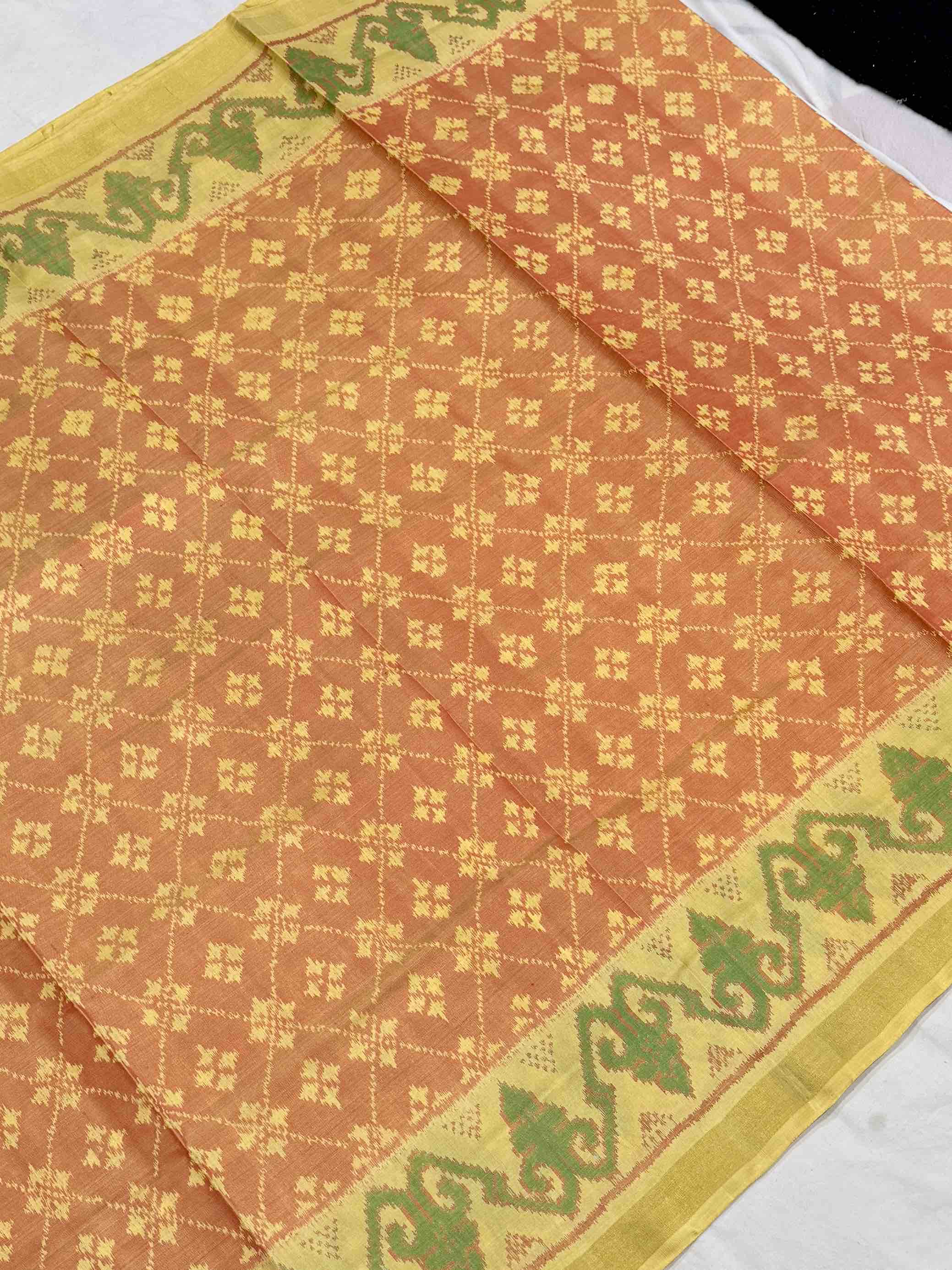 Light Yellow & Peach shade fancy Patola Saree