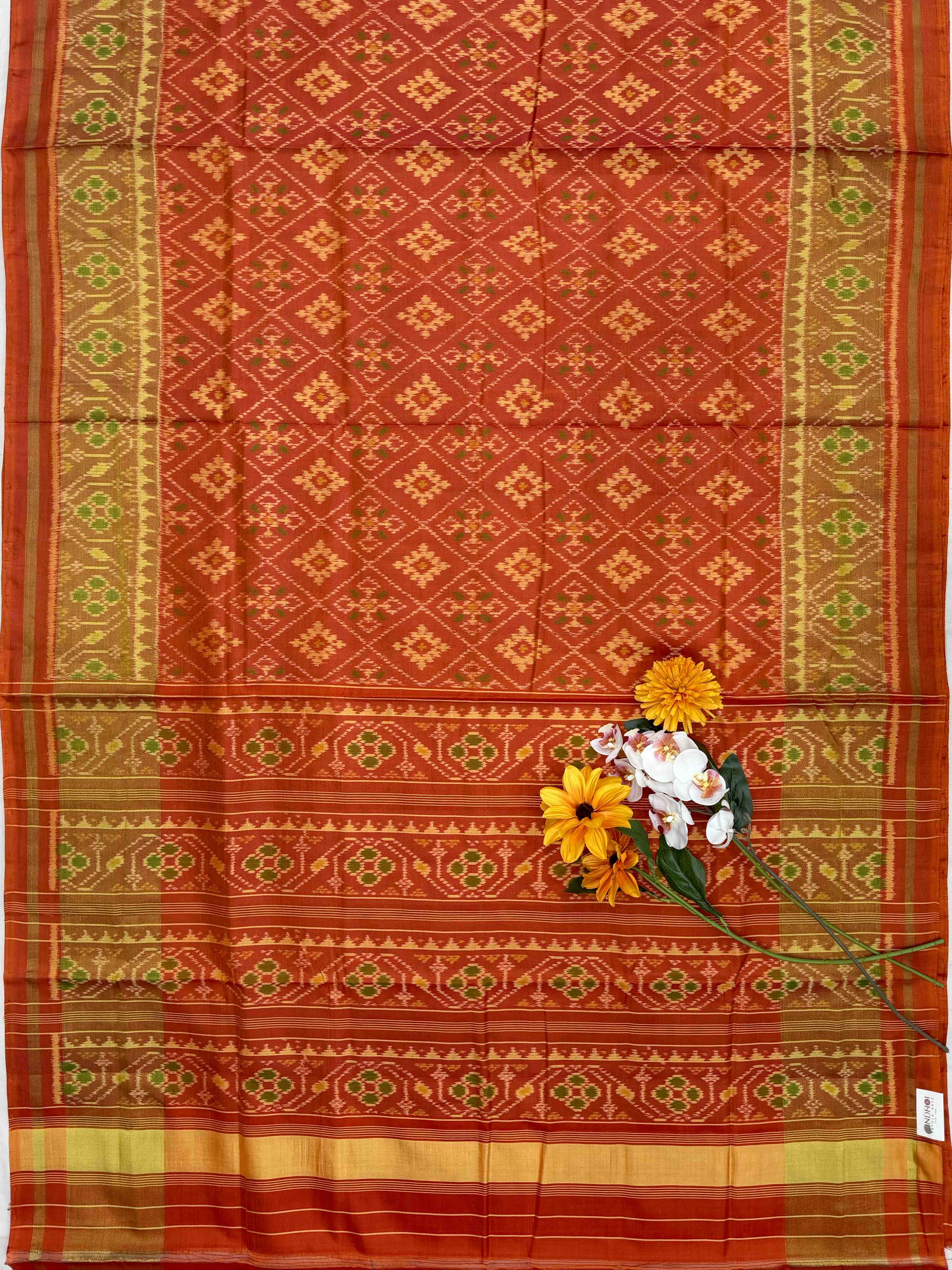 orange chandabhat rajkot patola saree