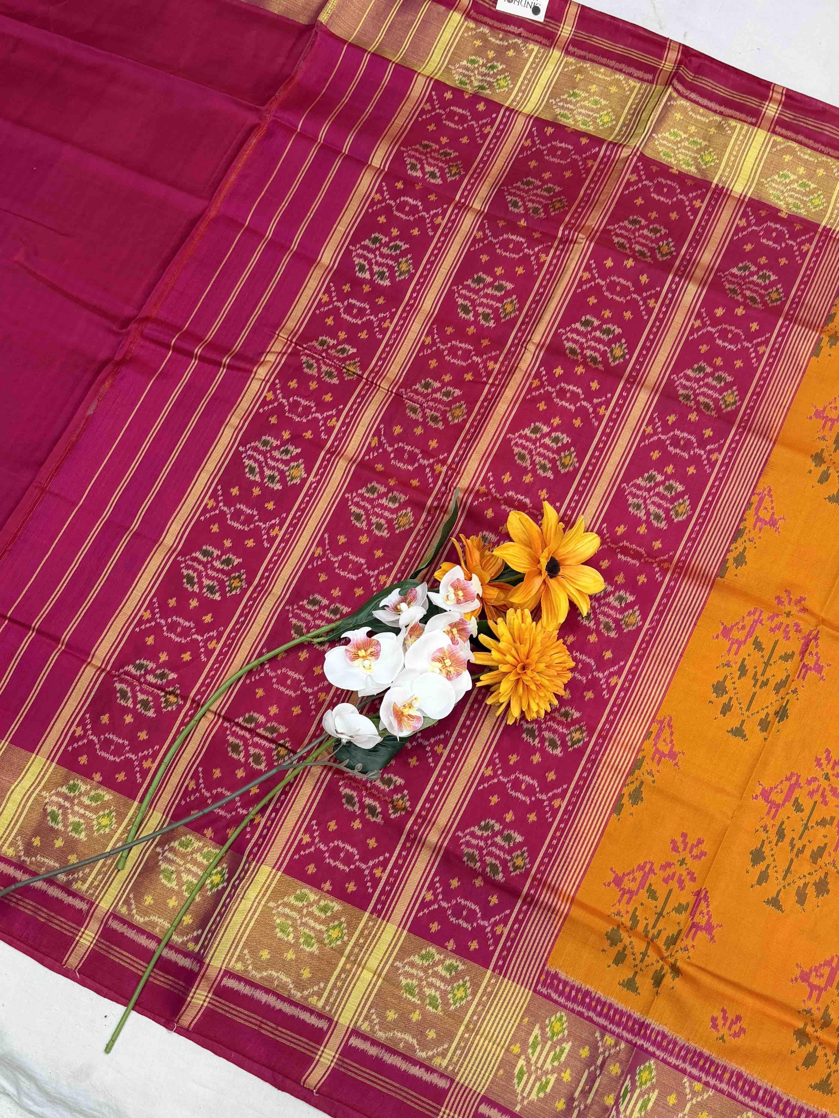 Signature Mustard Yellow Rajkot Patola Saree | Timeless Single Ikat Weave