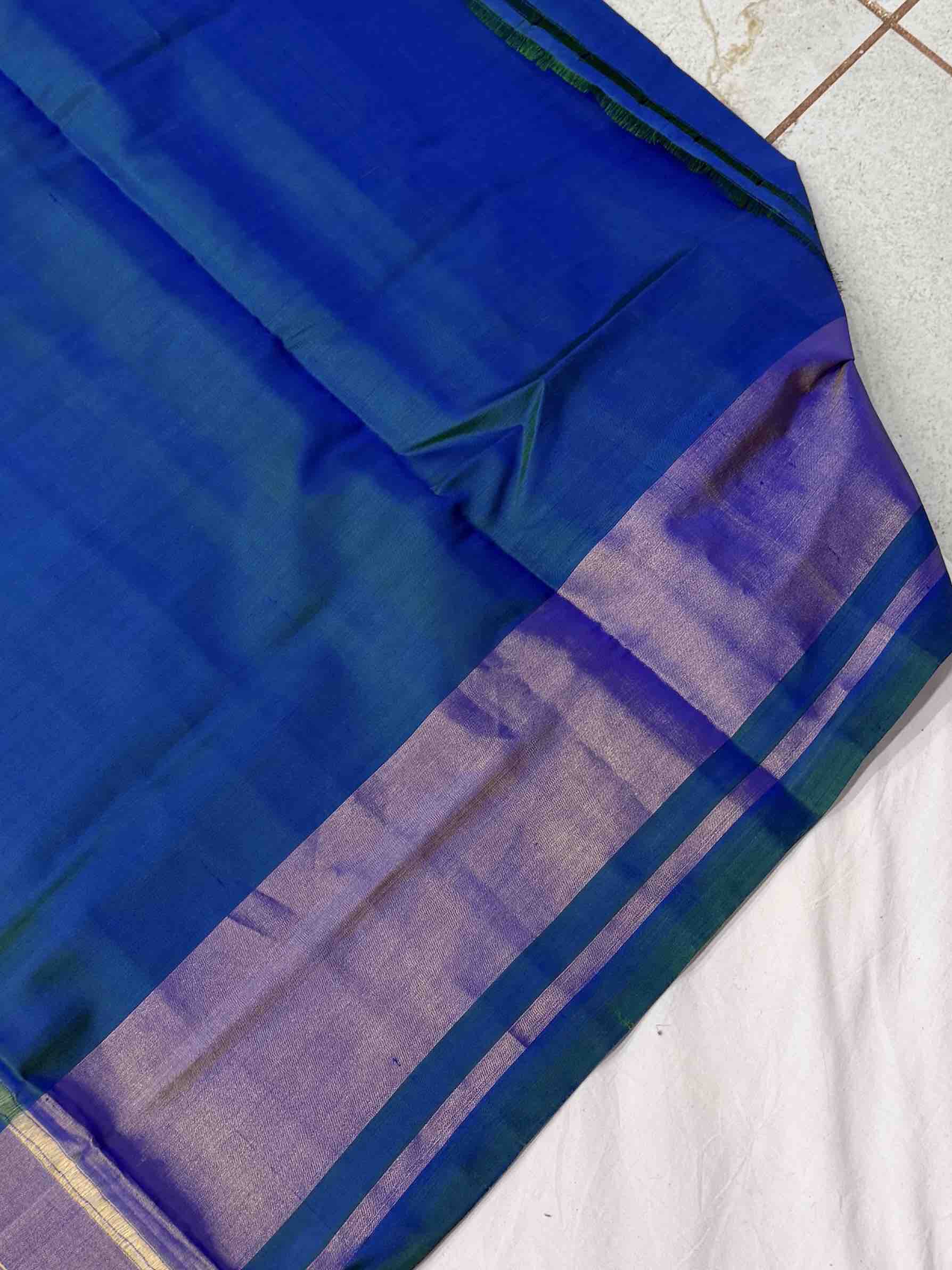 Pure Silk Peacock Blue Rajkot Patola Saree with Intricate Heart Ikat Pallu