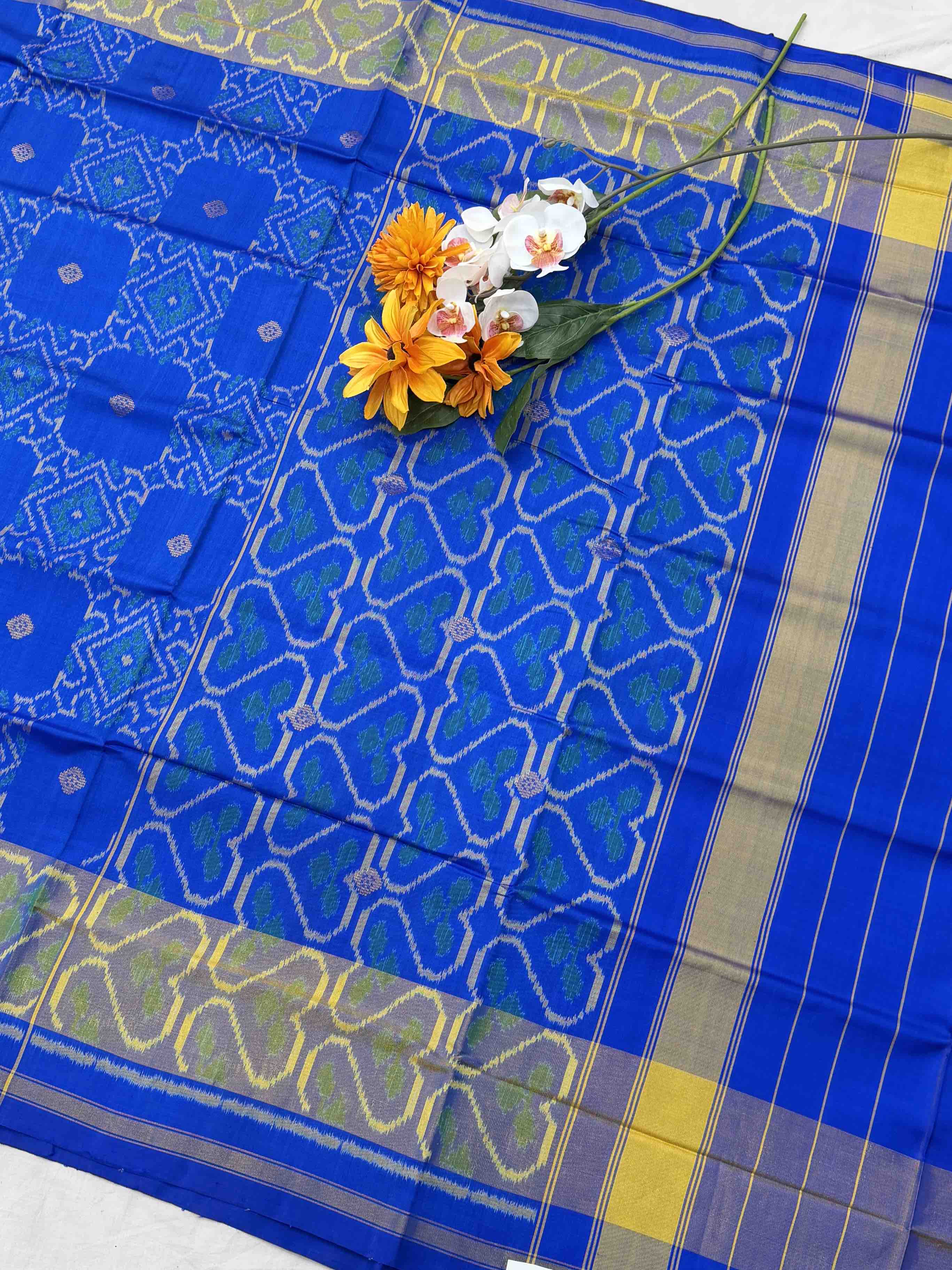 electric blue zari butta Rajkot Patola Saree
