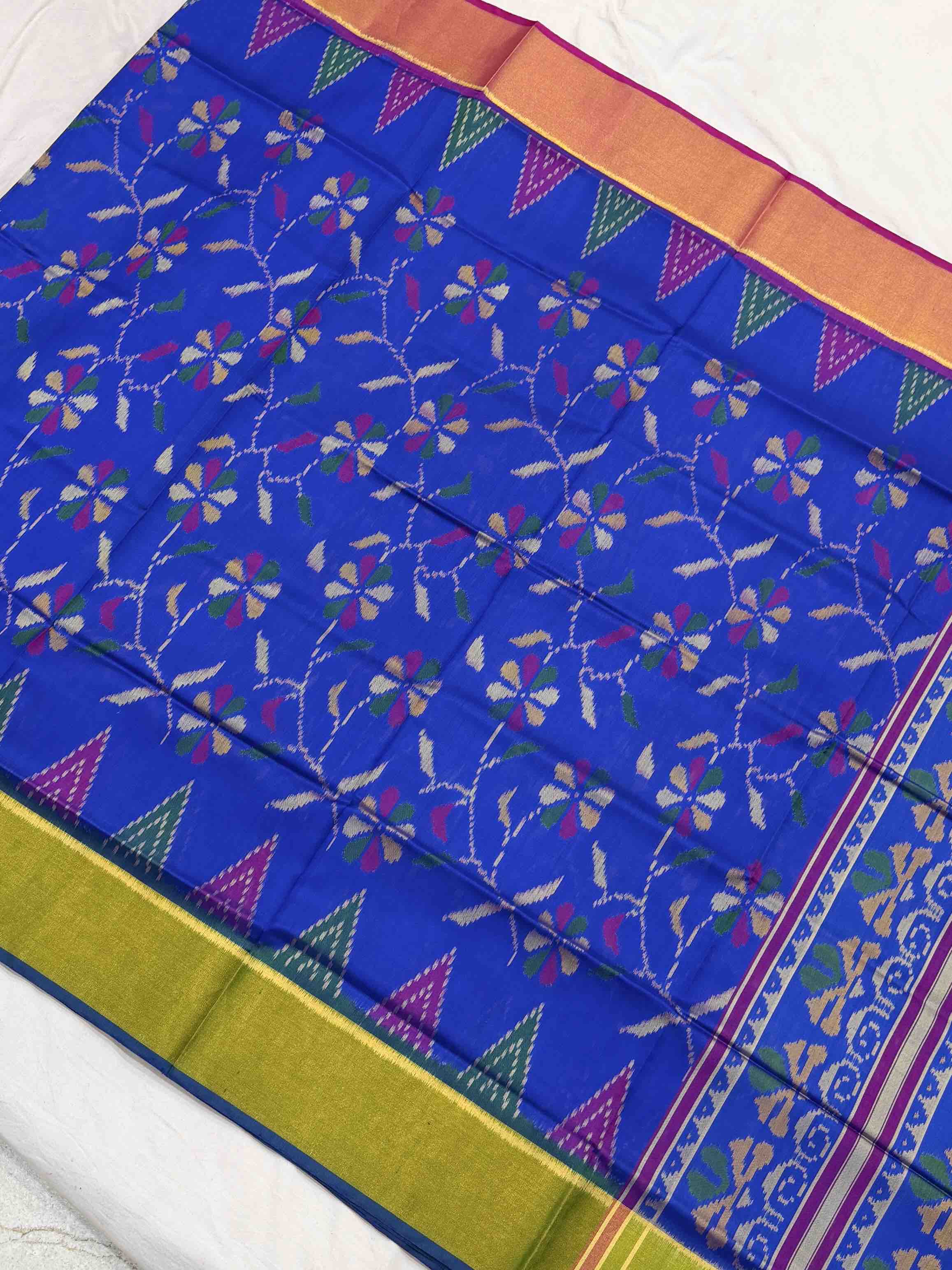 Ganga Jamuna style purple Blue Creeper Design Patola Saree