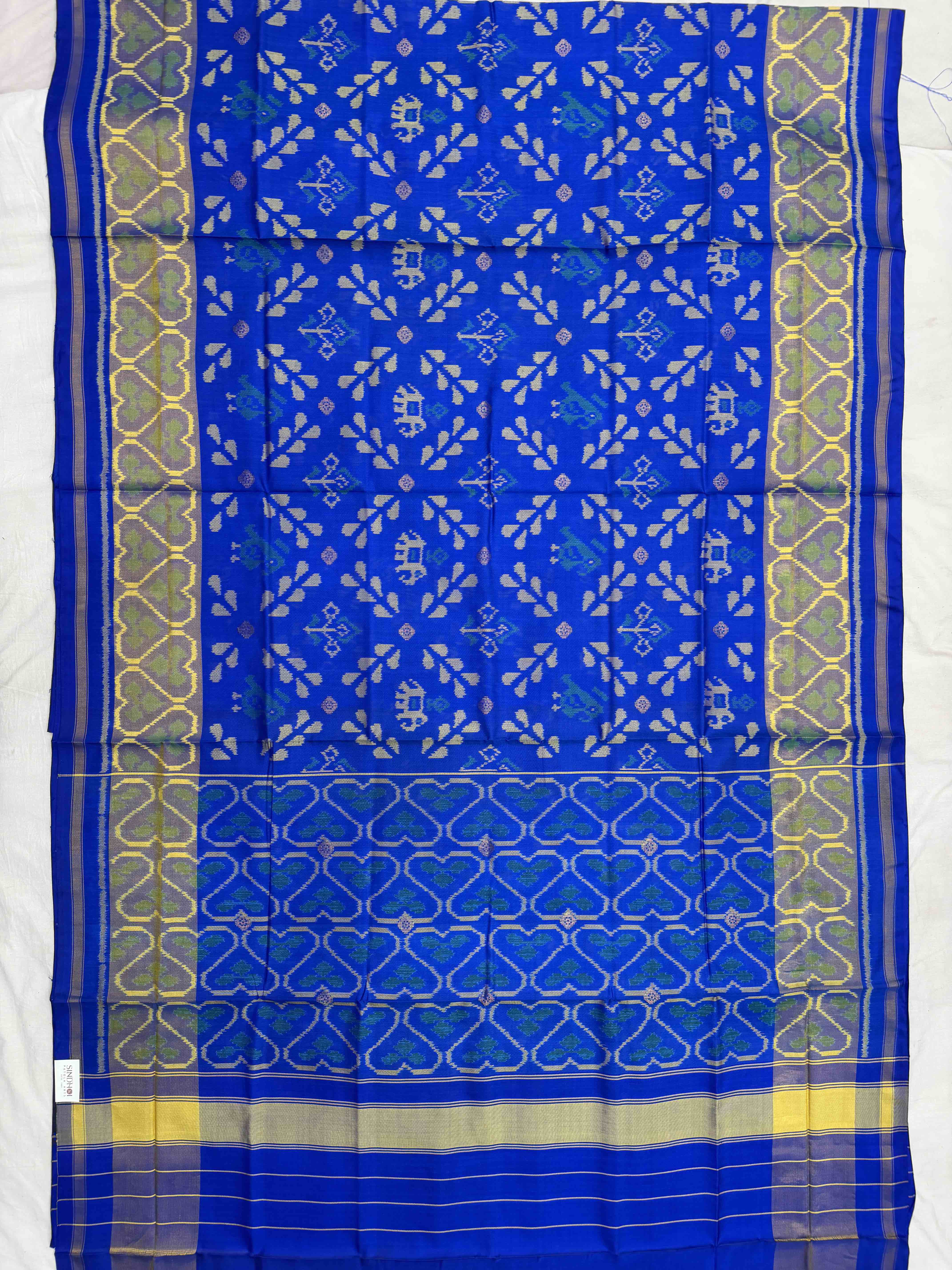 electri blue zari butti weave rajkot patola saree