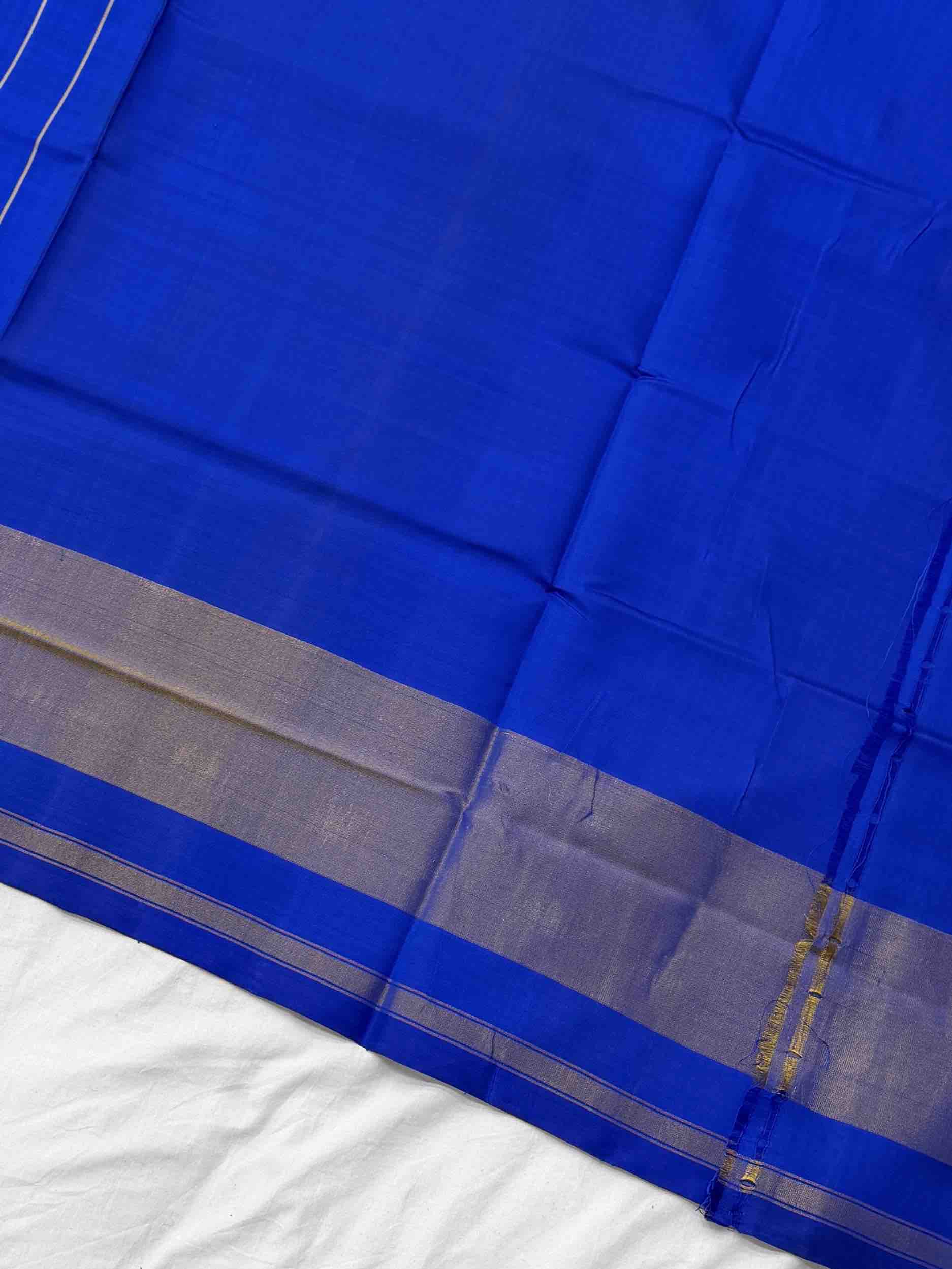 Electric Blue zari butti leave and narikunj fusion rajkot patola
