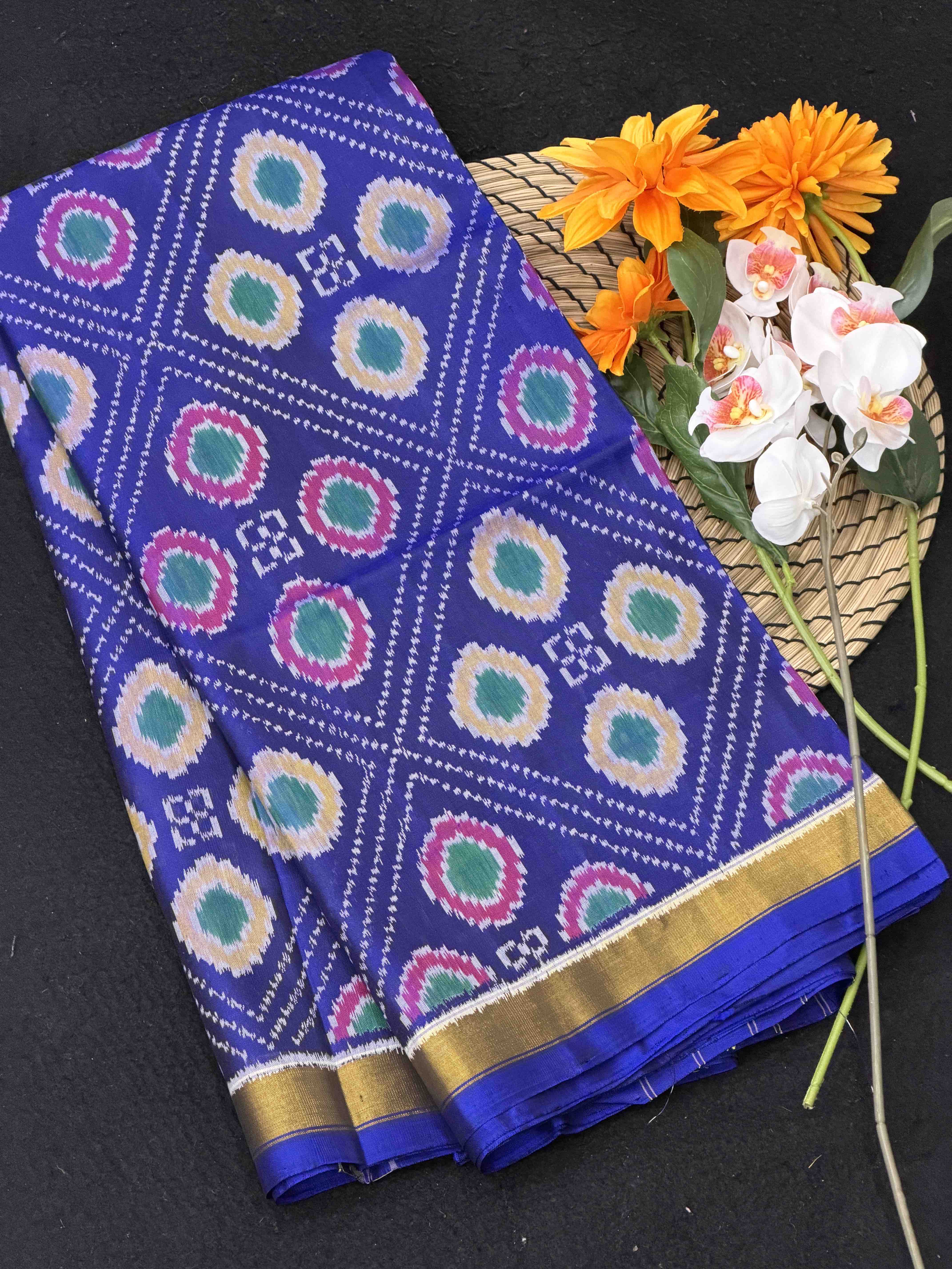 Blue fancy desing rajkot patola saree