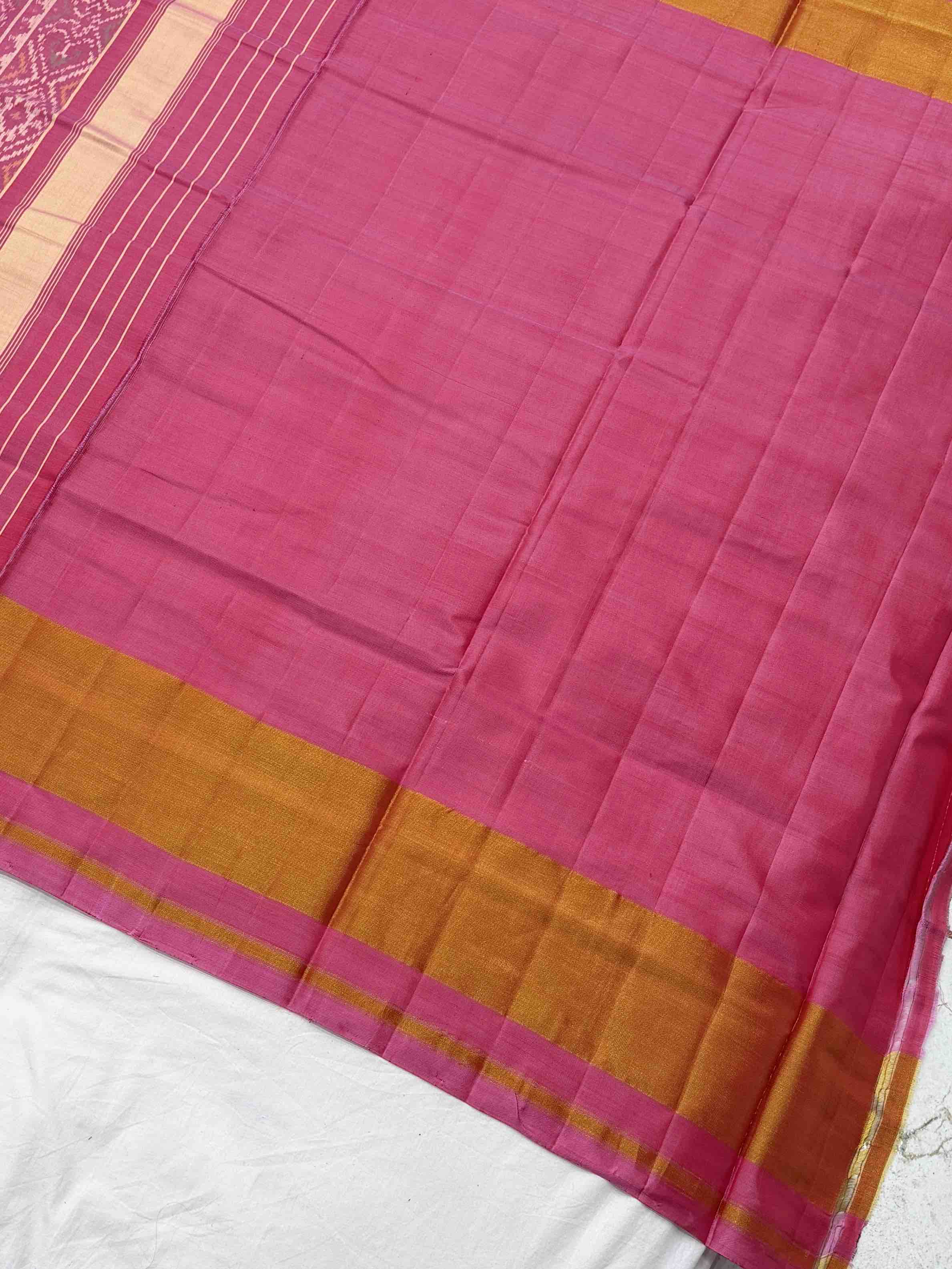 Baby pink button ful rajkot patola saree