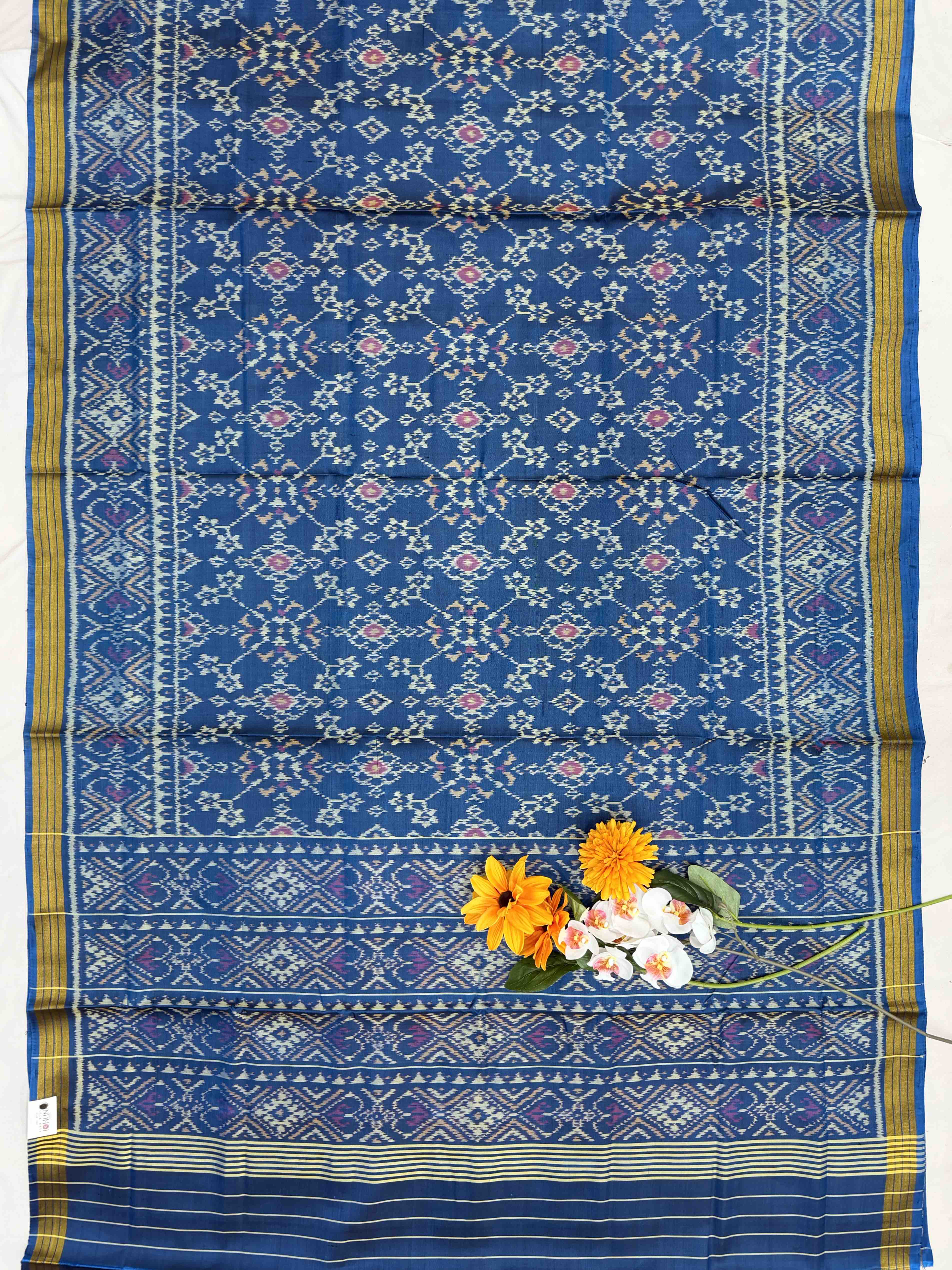 Traditional Peacok blue Navratan Rajkot Patola Saree