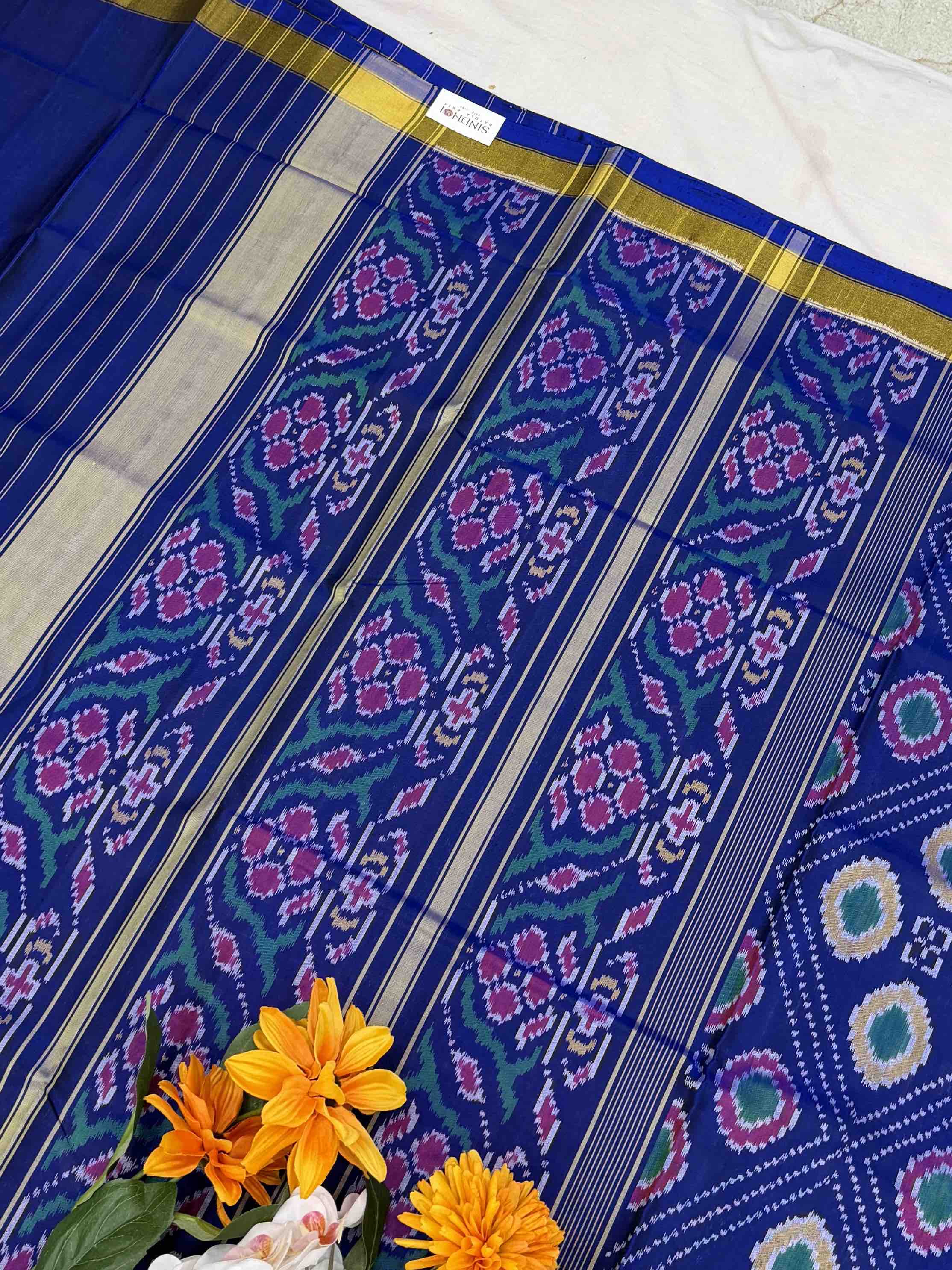 Blue fancy desing rajkot patola saree