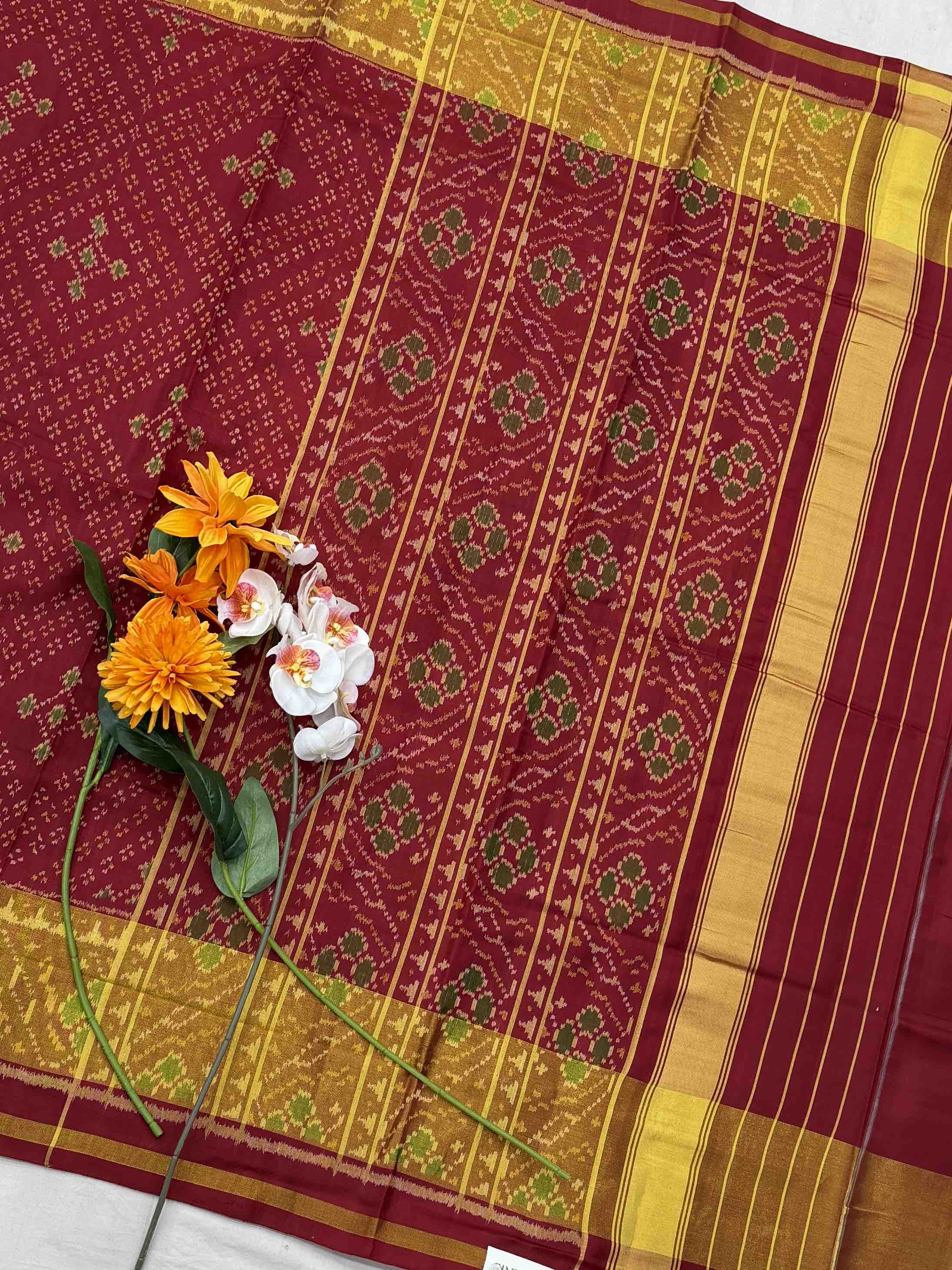 Maroon Bandhani Design Rajkot Patola Saree