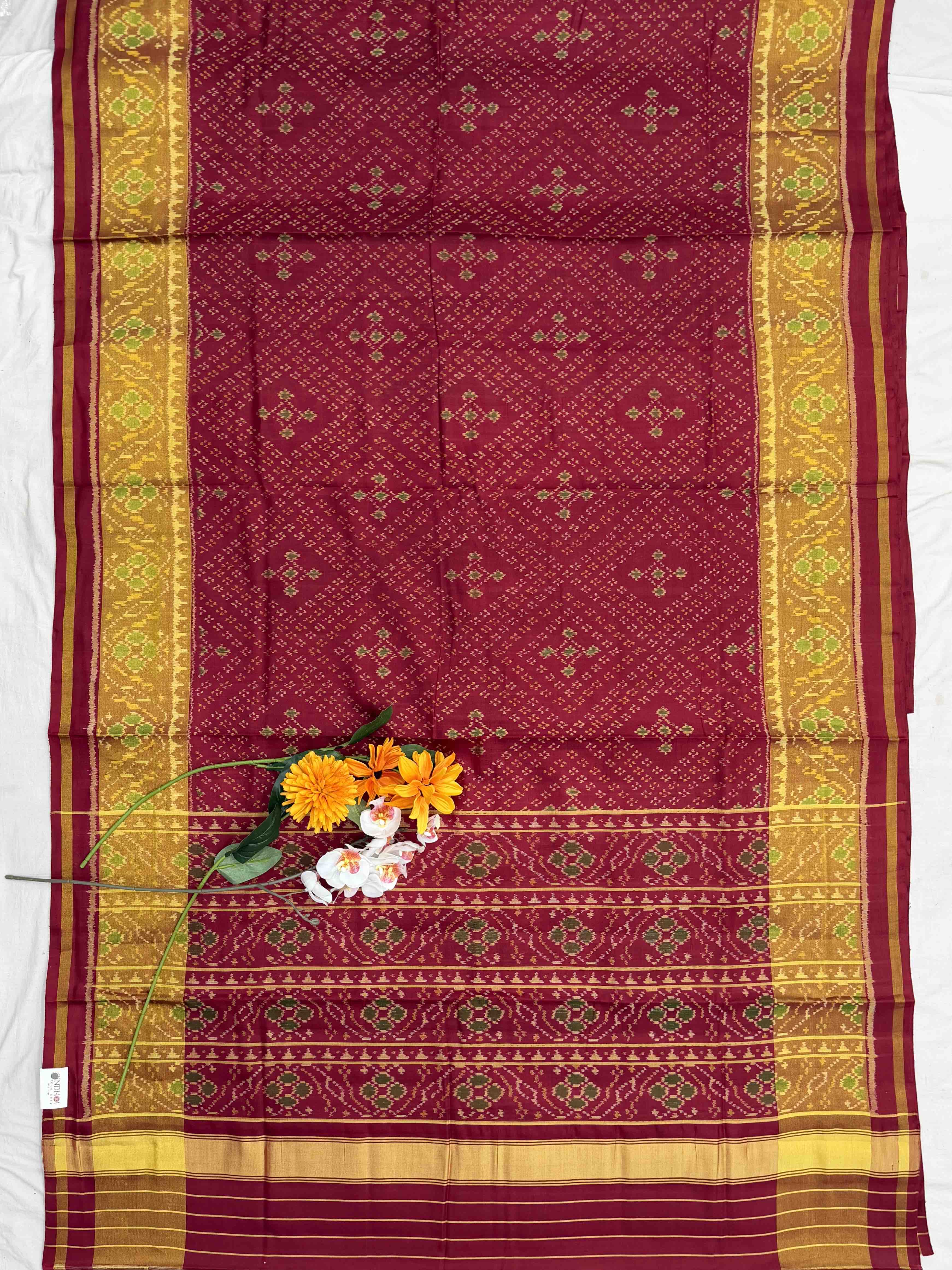 Maroon Bandhani Design Rajkot Patola Saree