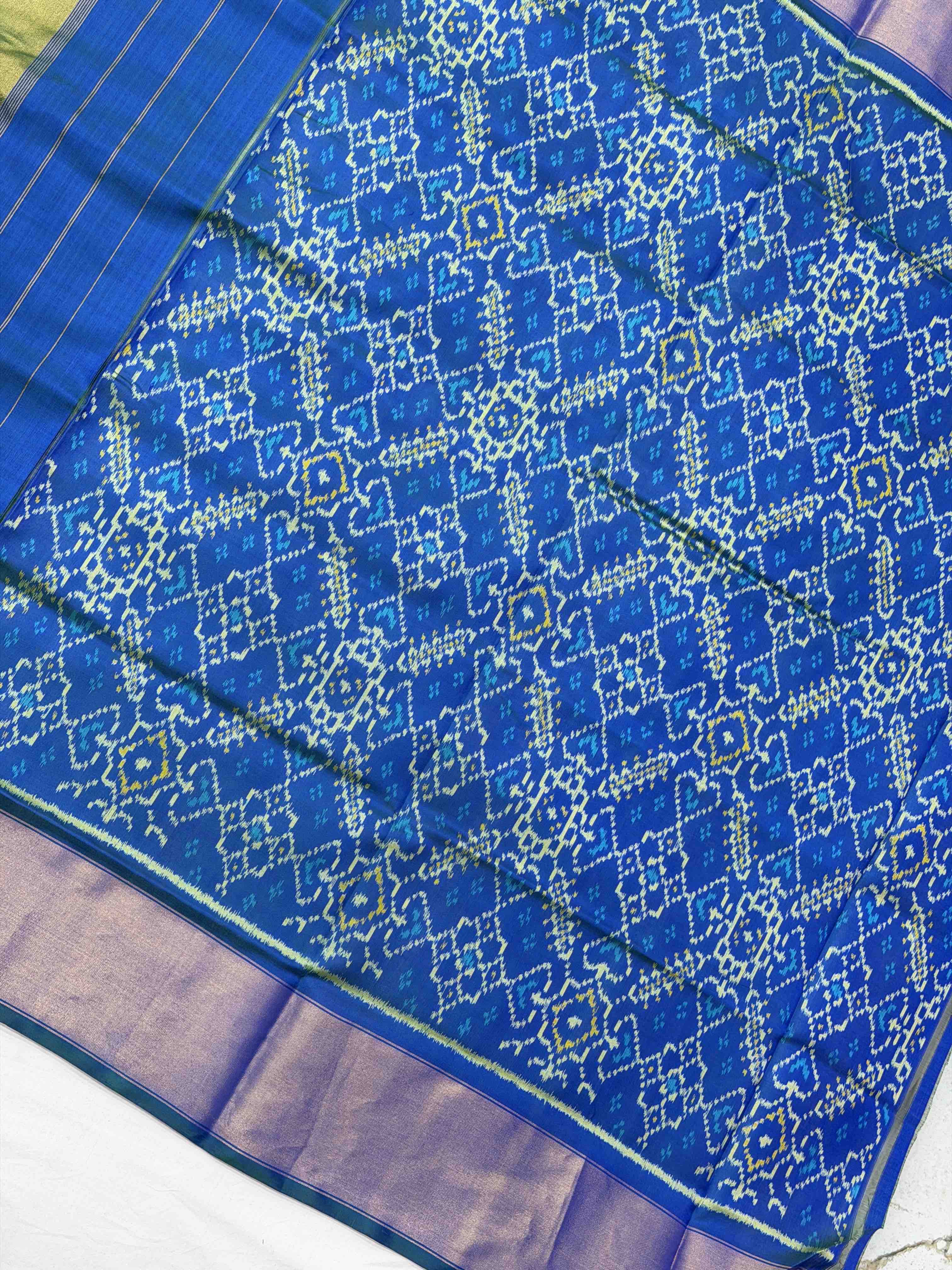 Peacock blue skirt border Patola Saree
