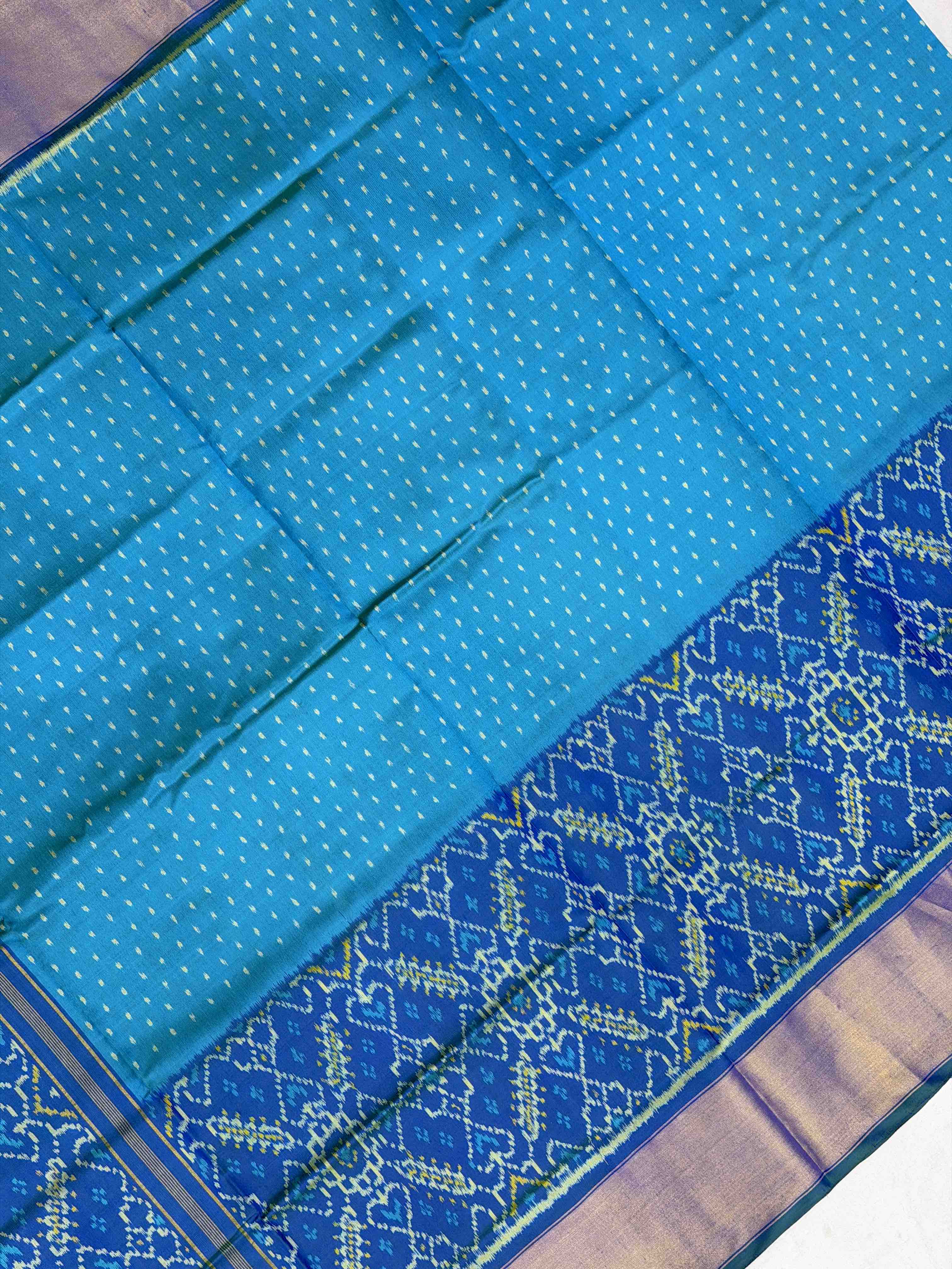 Peacock blue skirt border Patola Saree