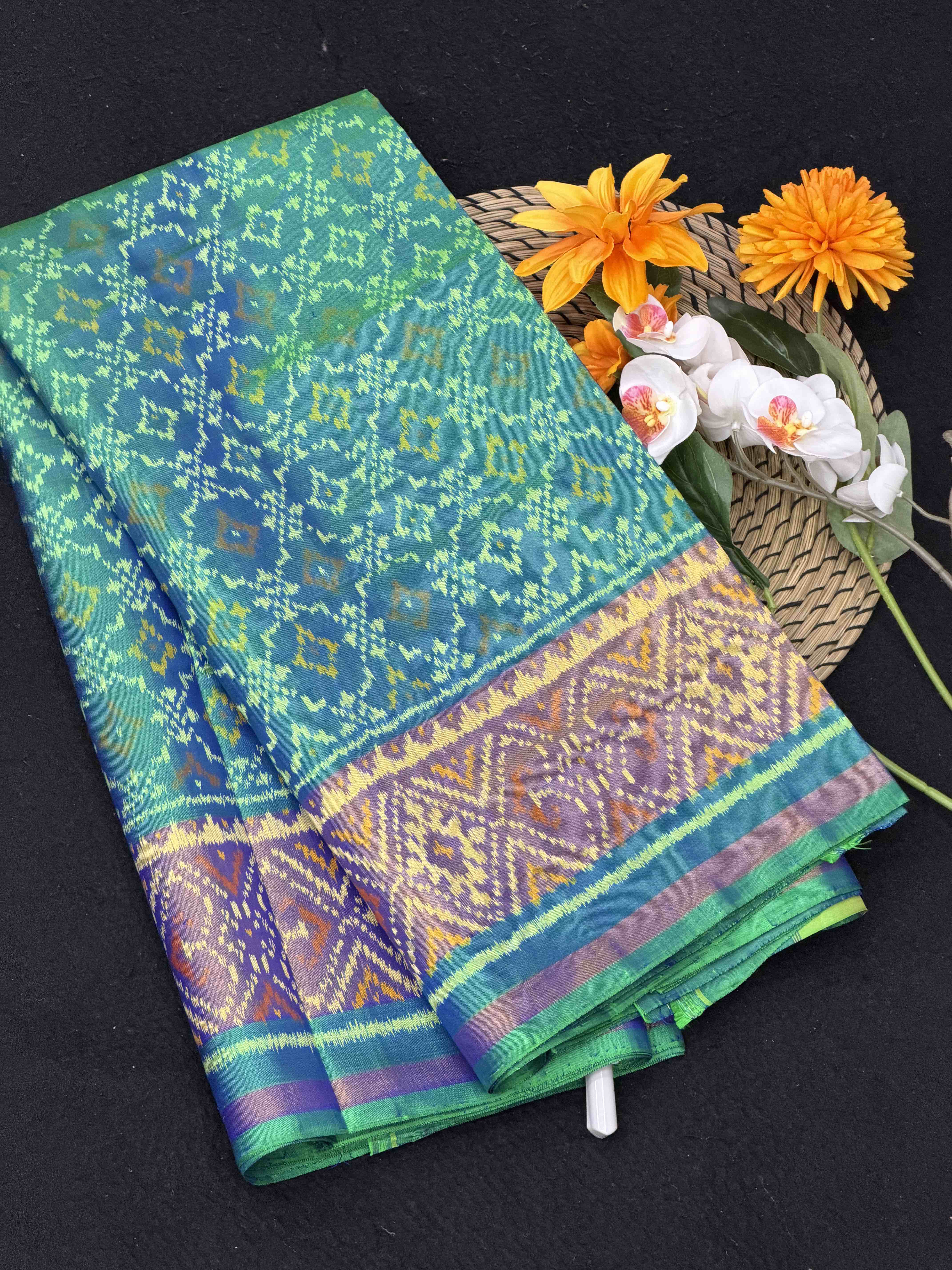 Green & Blue Dhupchau Rajkot Patola Saree