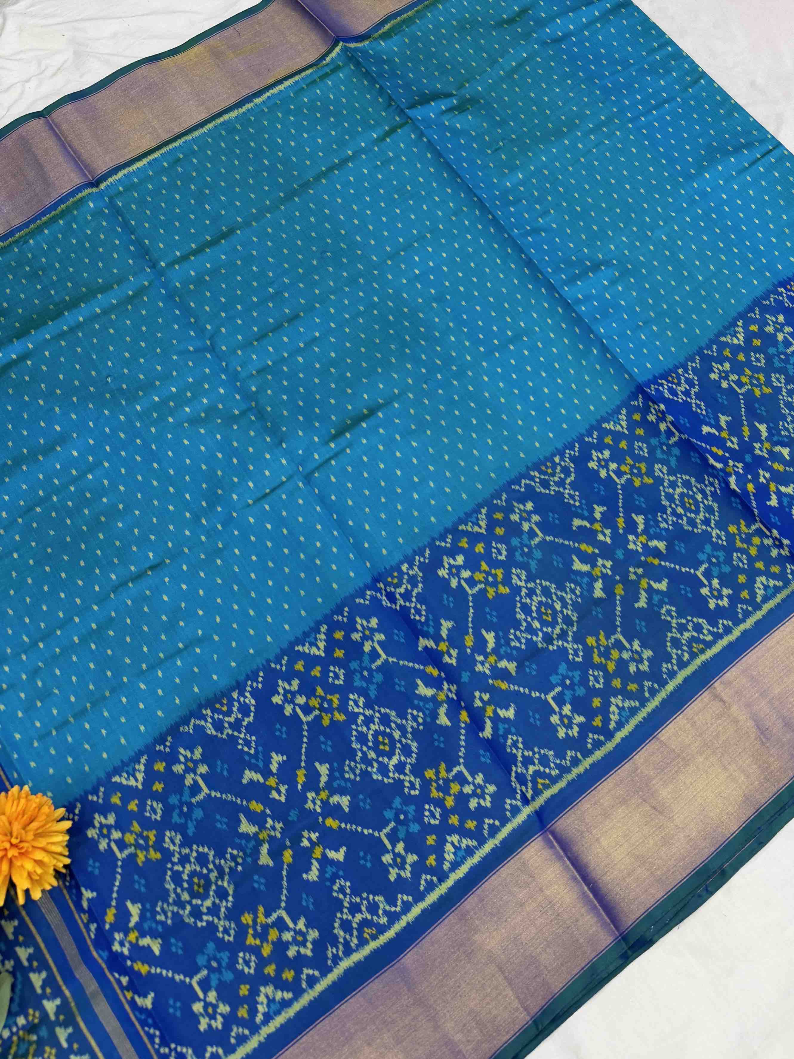 Peacok Blue Skirt Border Rajkot Patola Saree