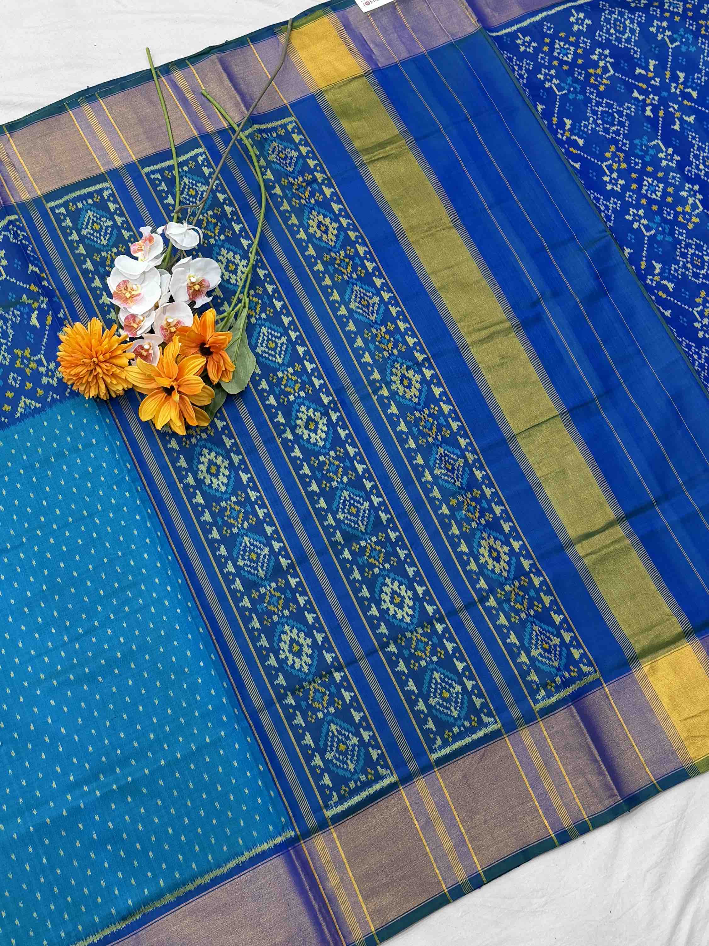 Peacok Blue Skirt Border Rajkot Patola Saree