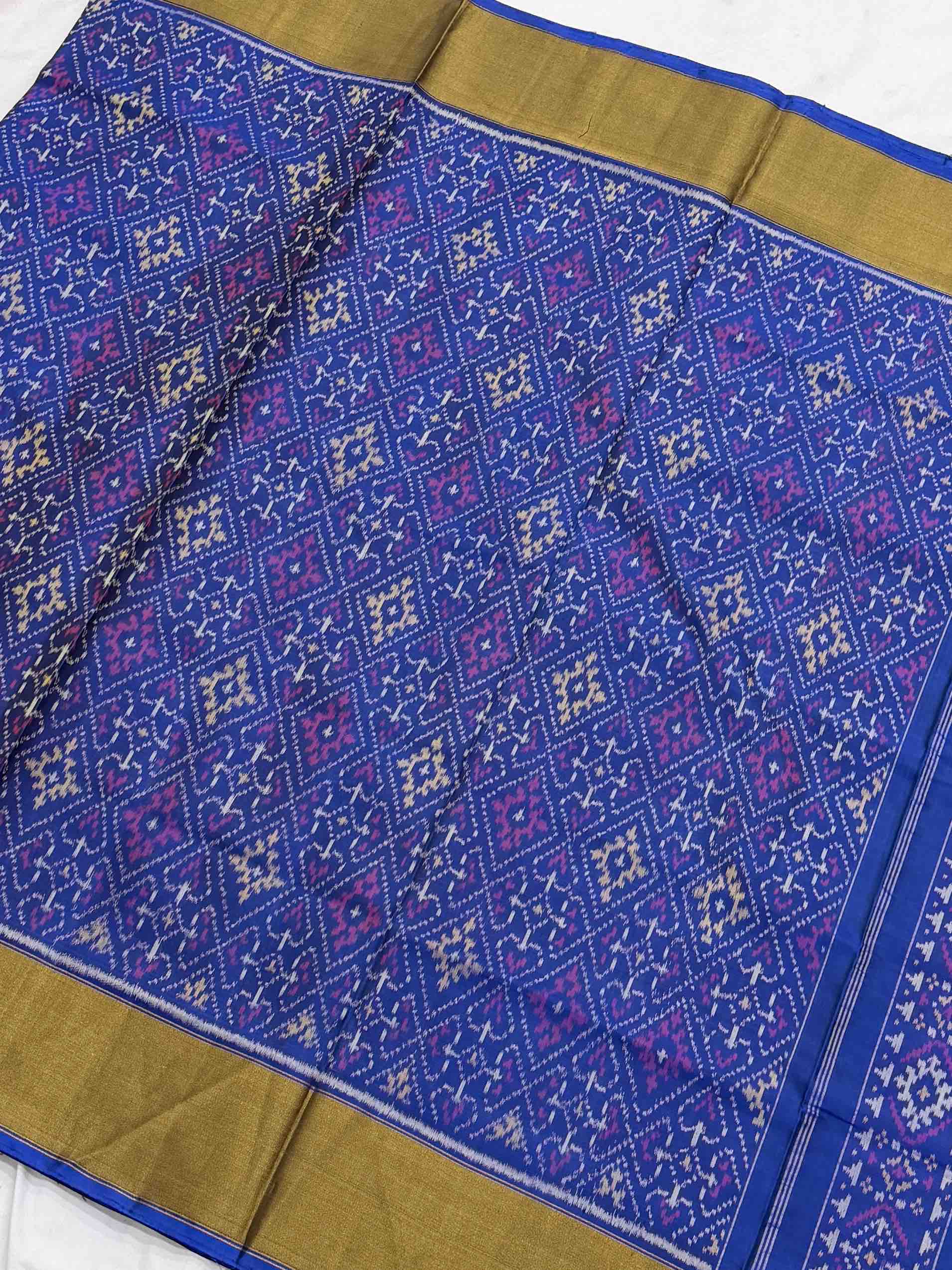 Blue Tissue Border Panchanda Patola Saree