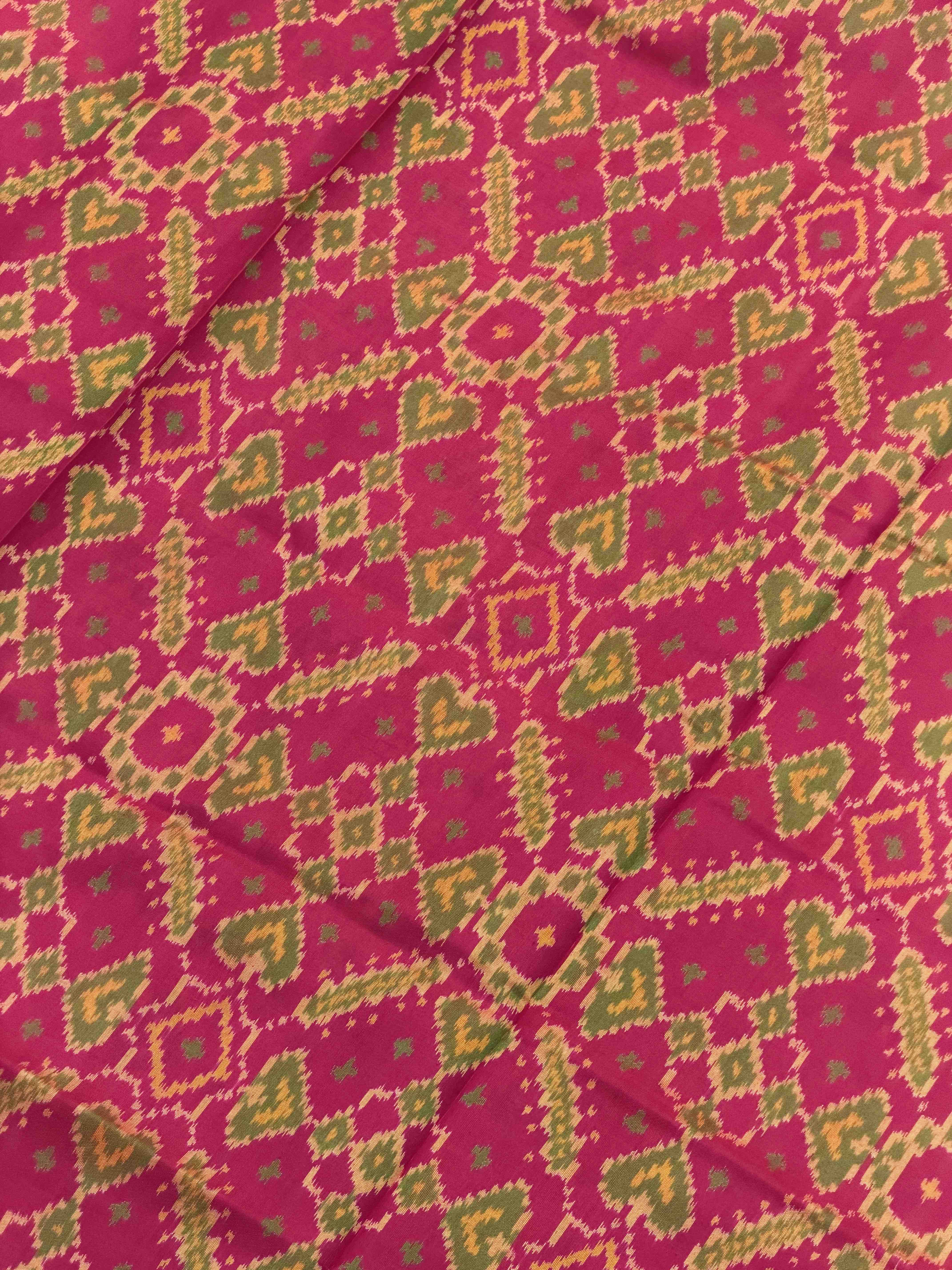 Pink Lagdi Patti Manekchawk Tissue Border Patola Saree